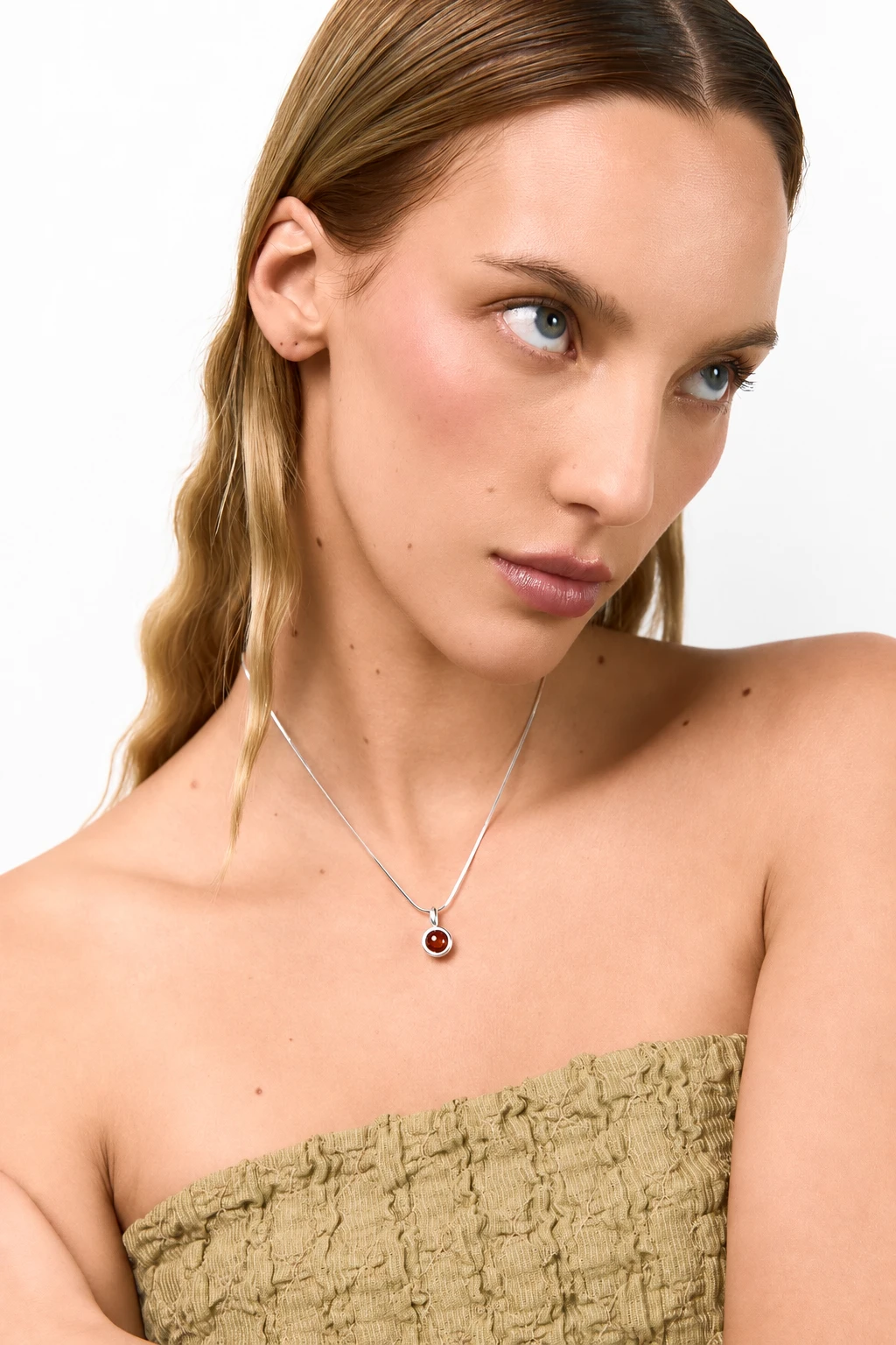 Grace necklace in silver with cognac amber, Silver, Amber, Amber necklaces