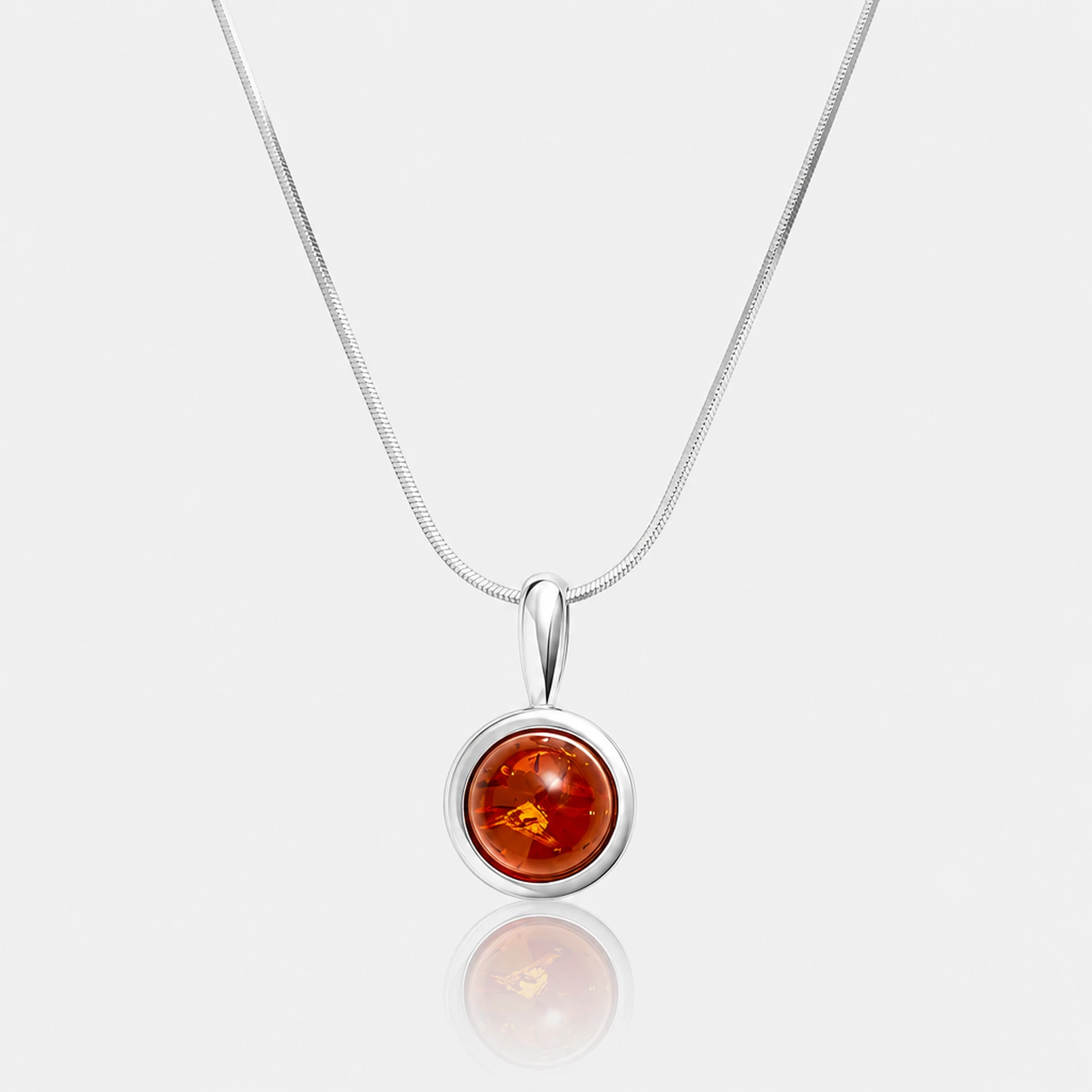 Grace necklace in silver with cognac amber, Silver, Amber, Amber necklaces