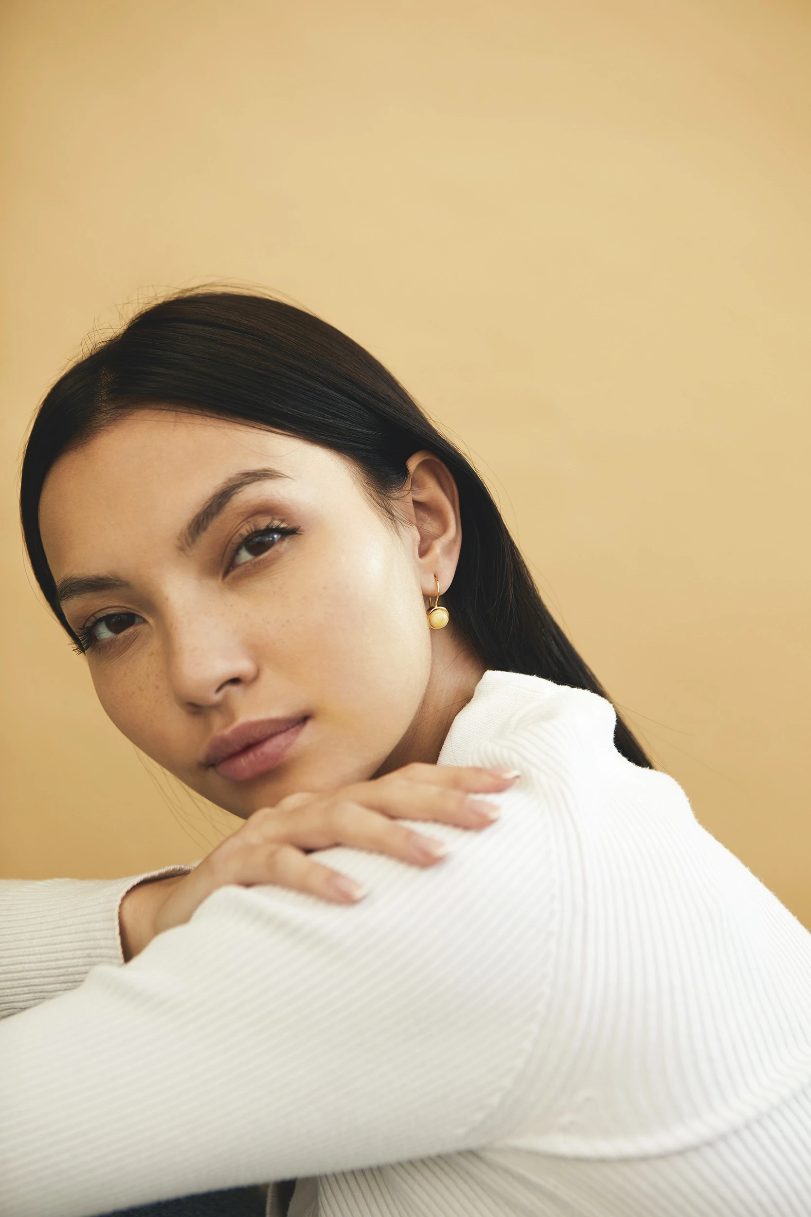 Thumbnail of Grace earrings with milky amber