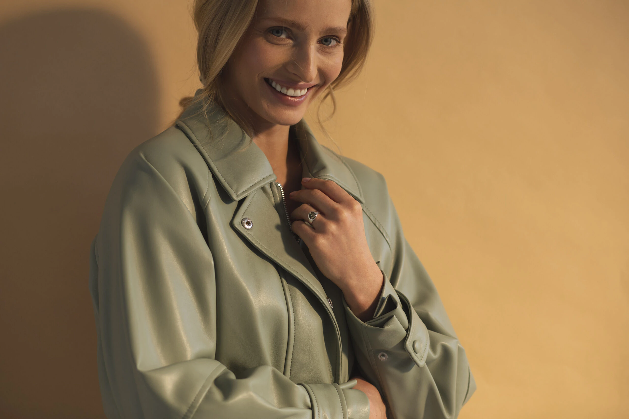 Thumbnail of Grace silver ring with green amber