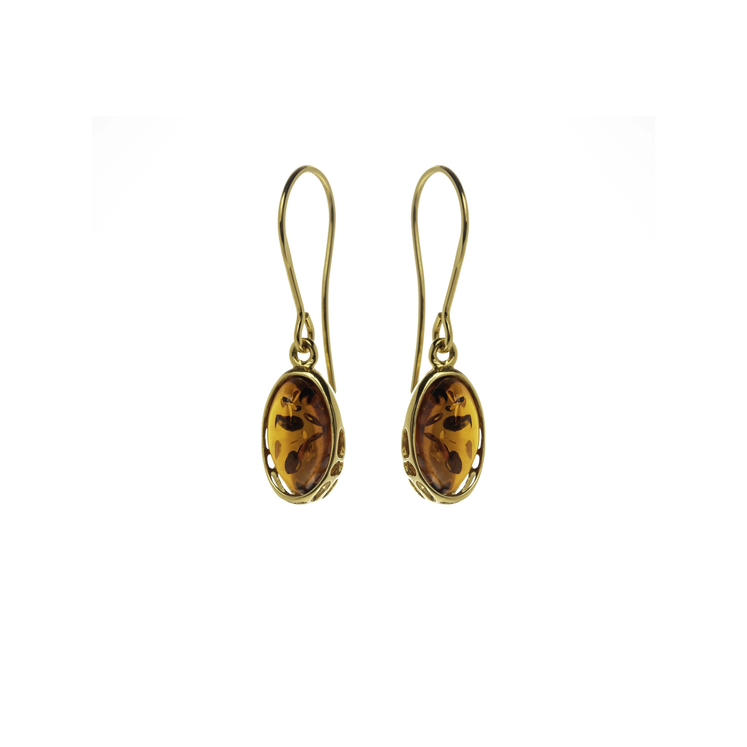 Harmony gold earrings with cognac amber