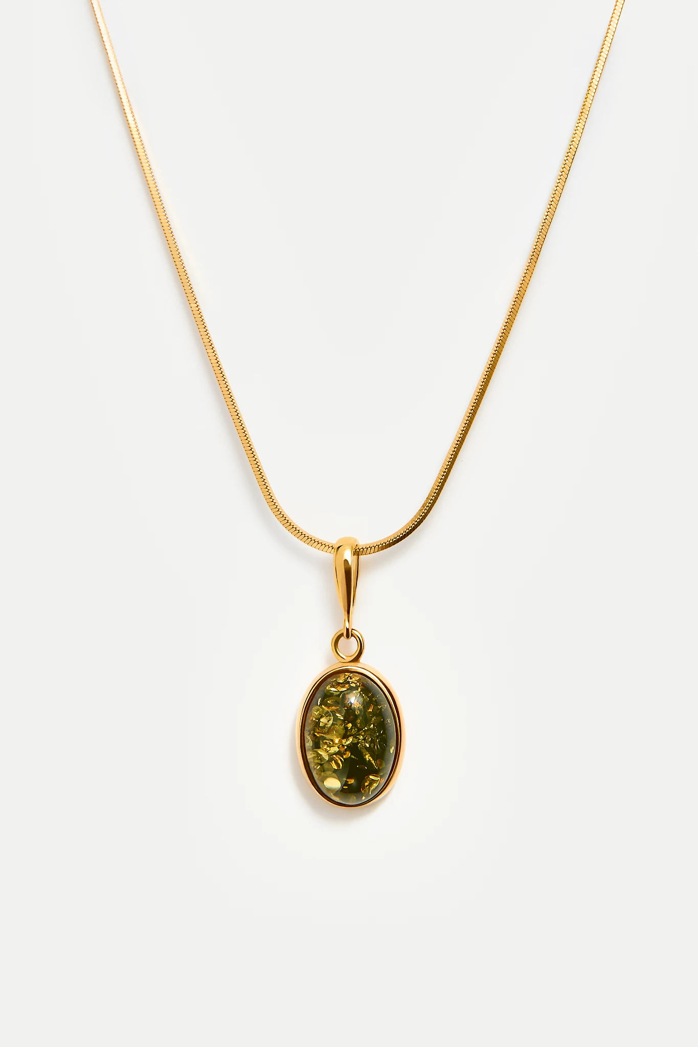 Thumbnail of Harmony necklace in gold with green amber