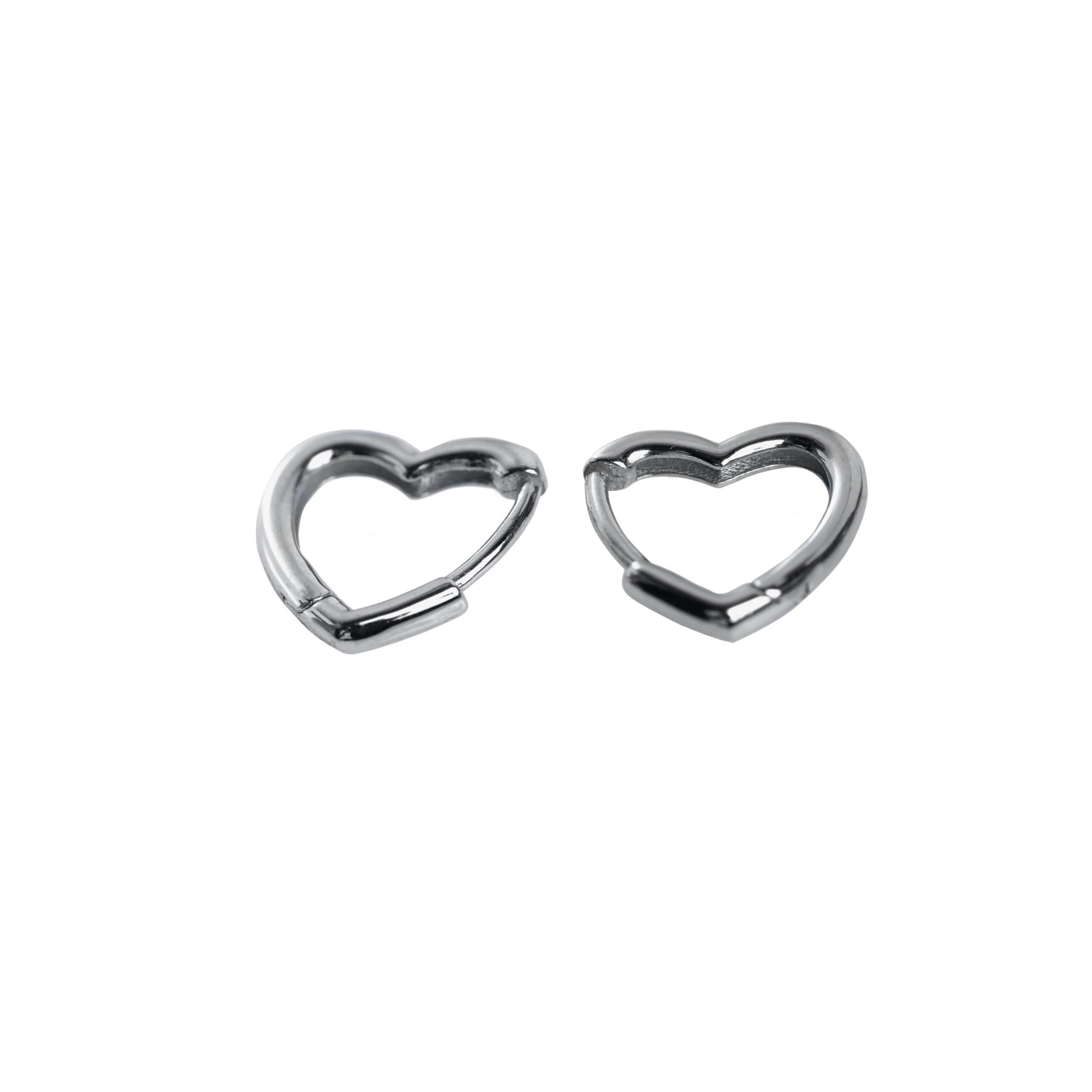 Thumbnail of Heart silver hoop earrings