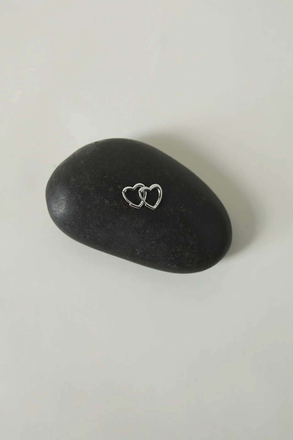 Heart silver hoop earrings