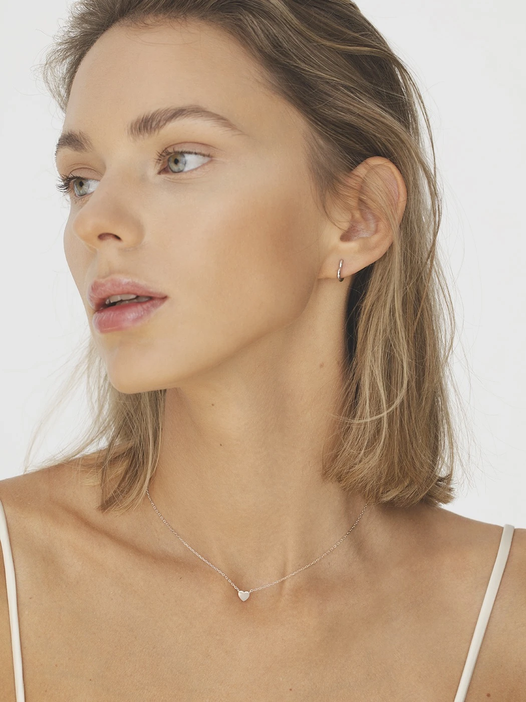 Thumbnail of Heart silver hoop earrings