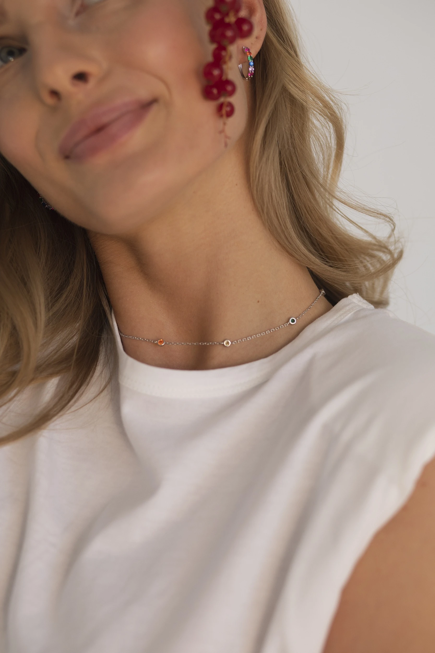 Miniatyrbild av Creoler regnbåge - silver 17mm