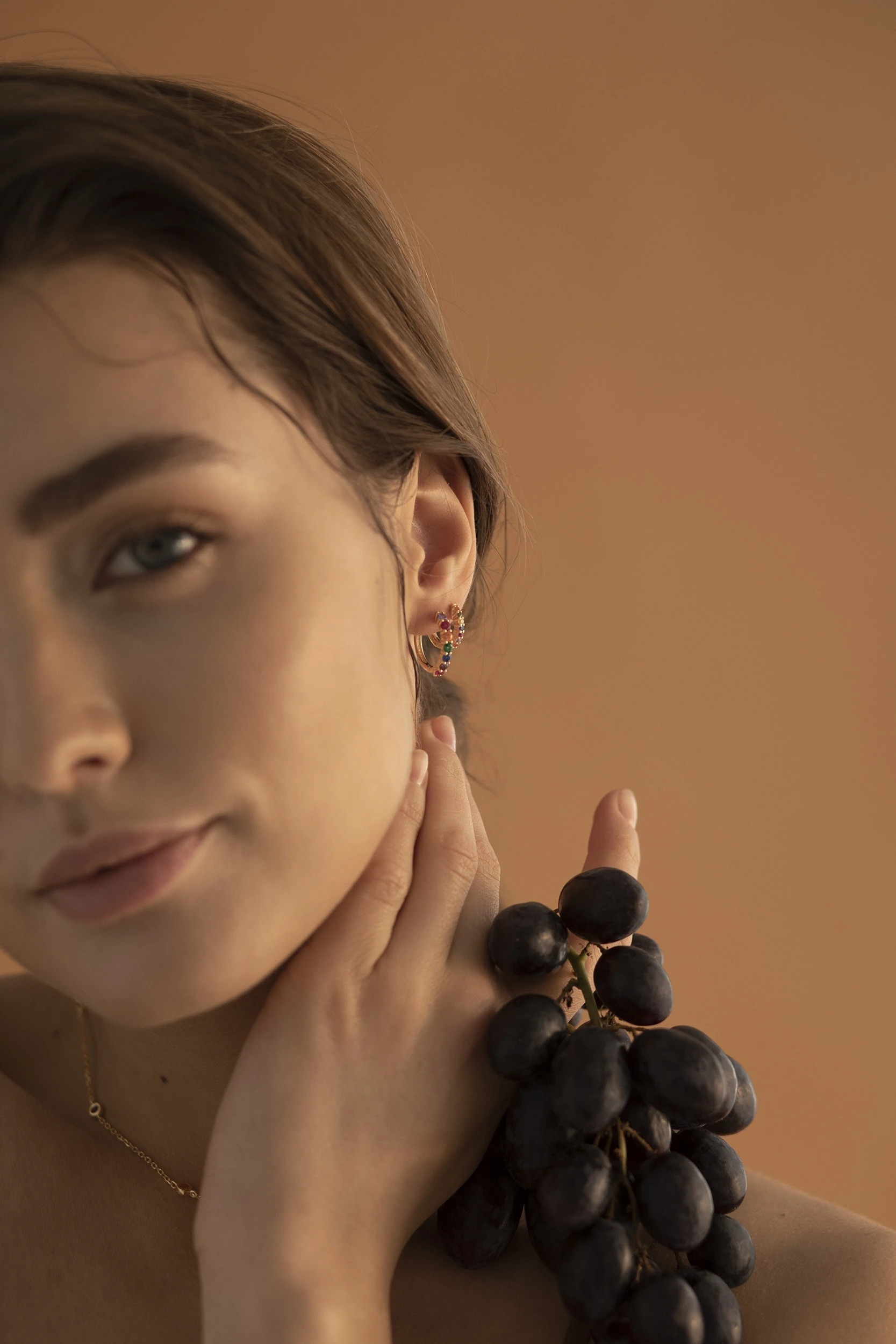 Thumbnail of Hoop earrings rainbow -gold 12mm