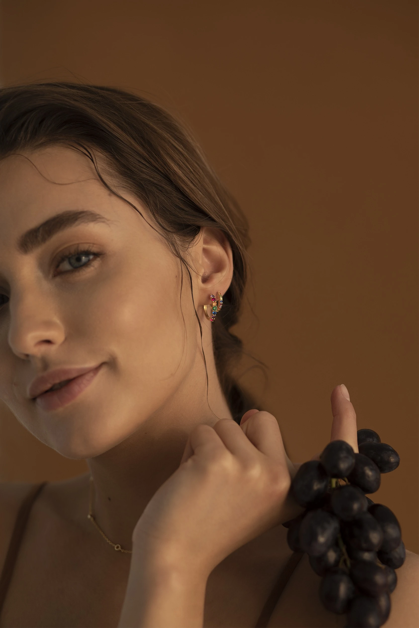 Thumbnail of Hoop earrings rainbow -gold 12mm