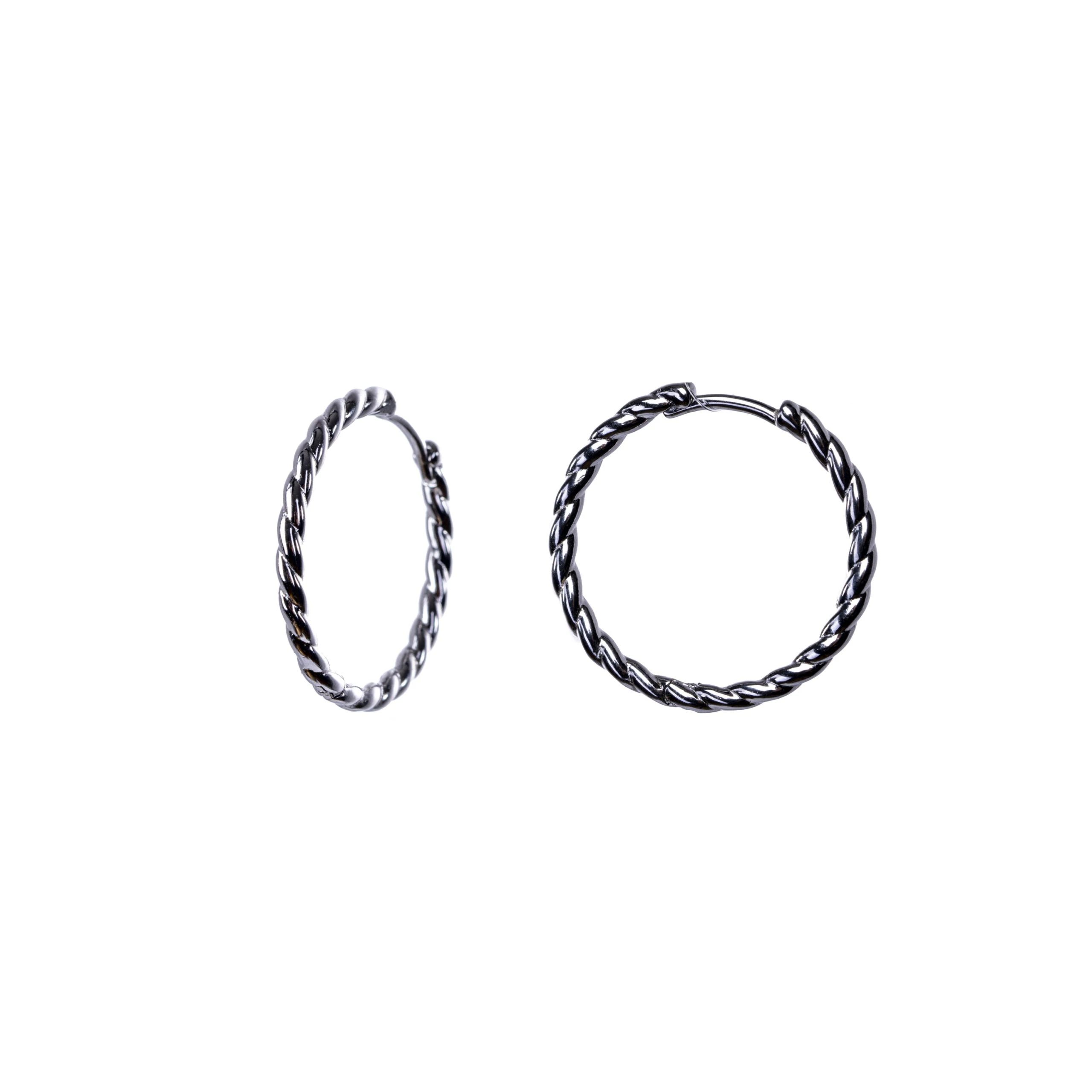 Thumbnail of Hoop earrings twisted-silver 24mm