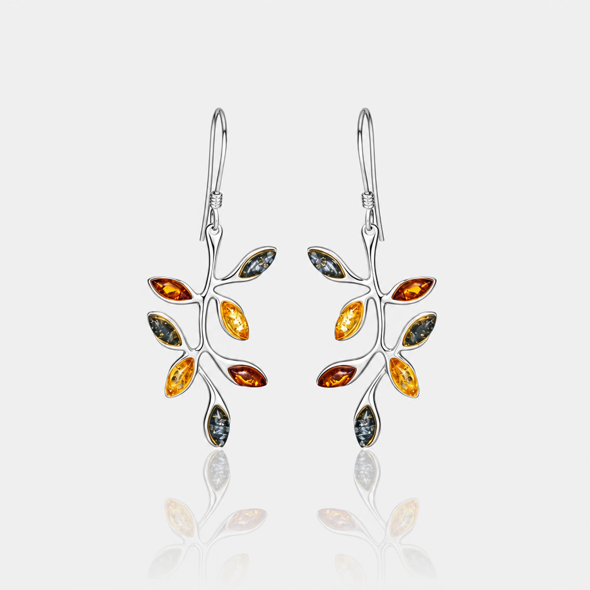 Leaf silver earrings L