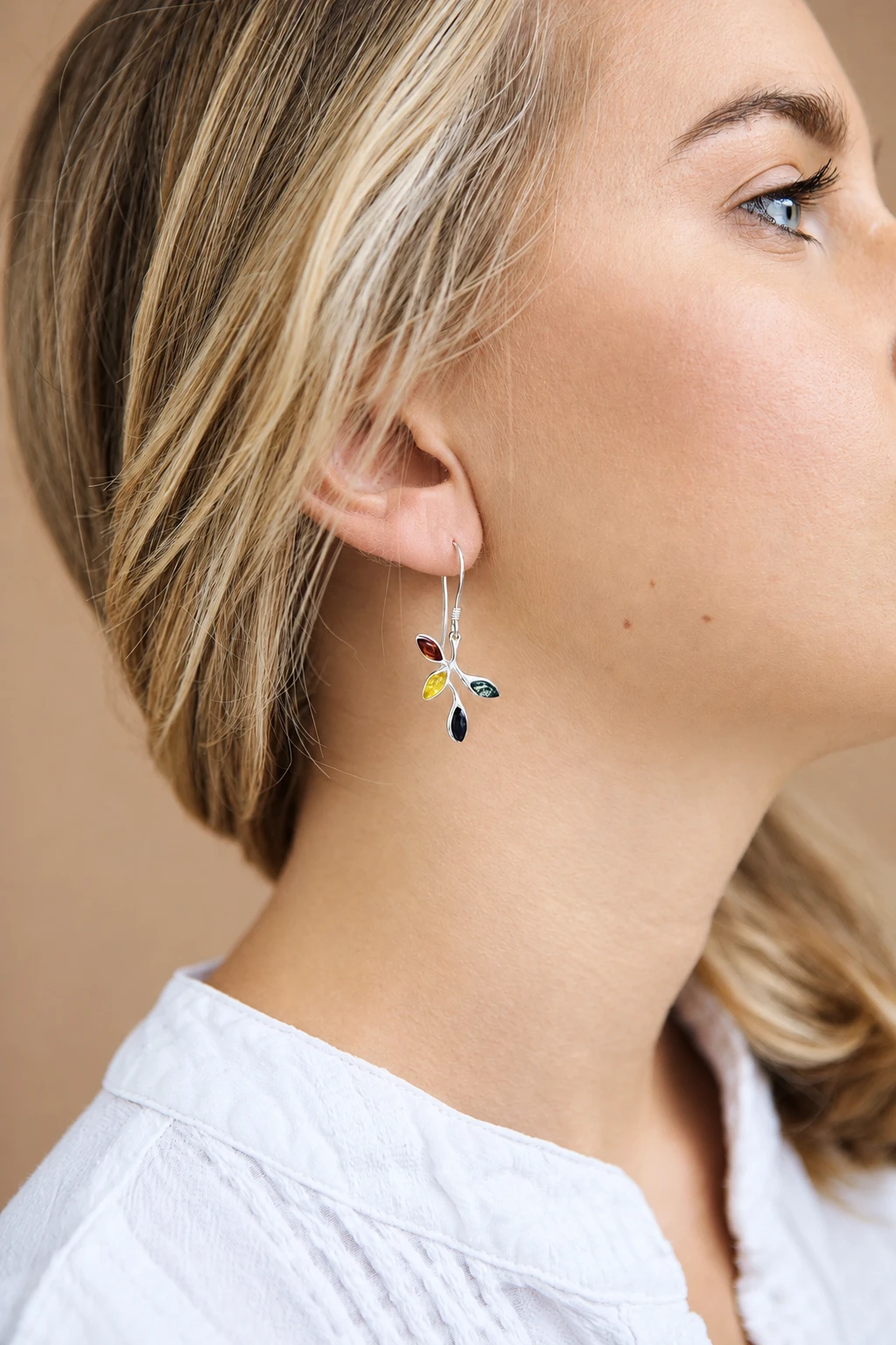 Leaf silver earrings M