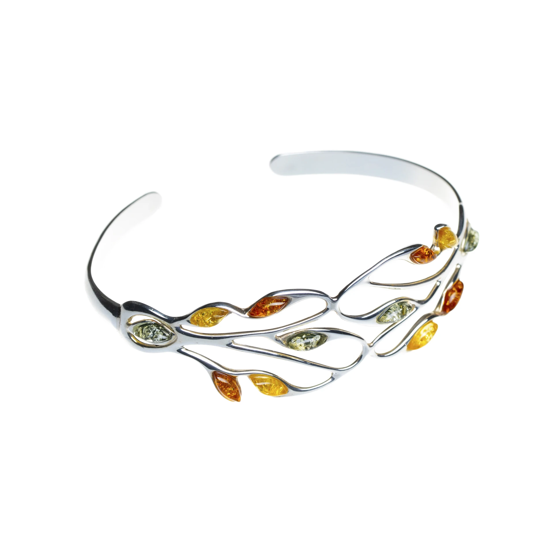 Leaf silver cuff bracelet