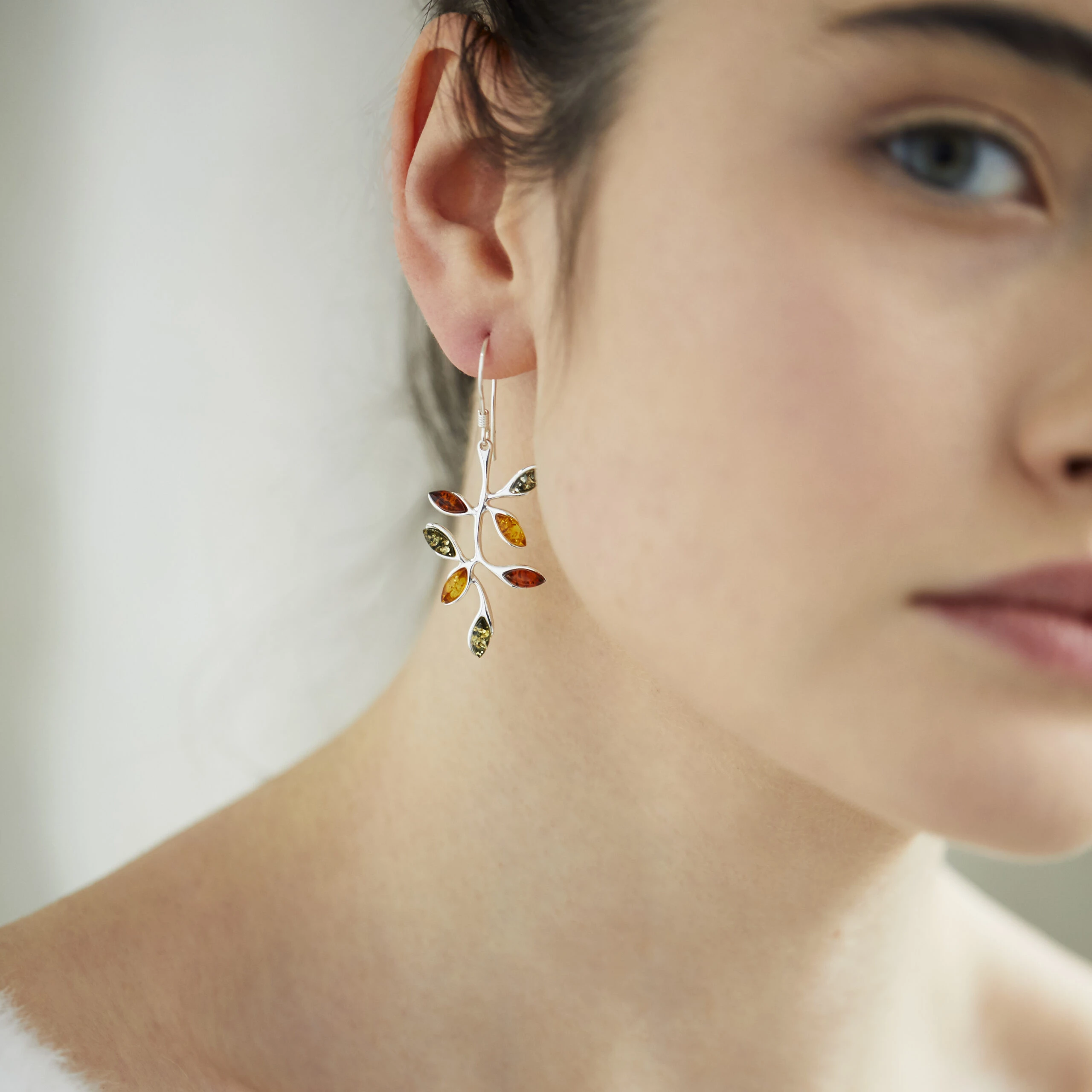 Blad silverörhängen L