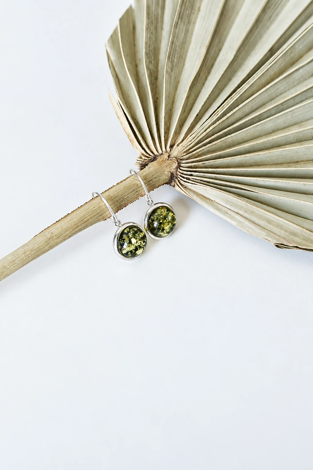 Luna earrings in silver with green amber, Silver, Amber, Amber earrings