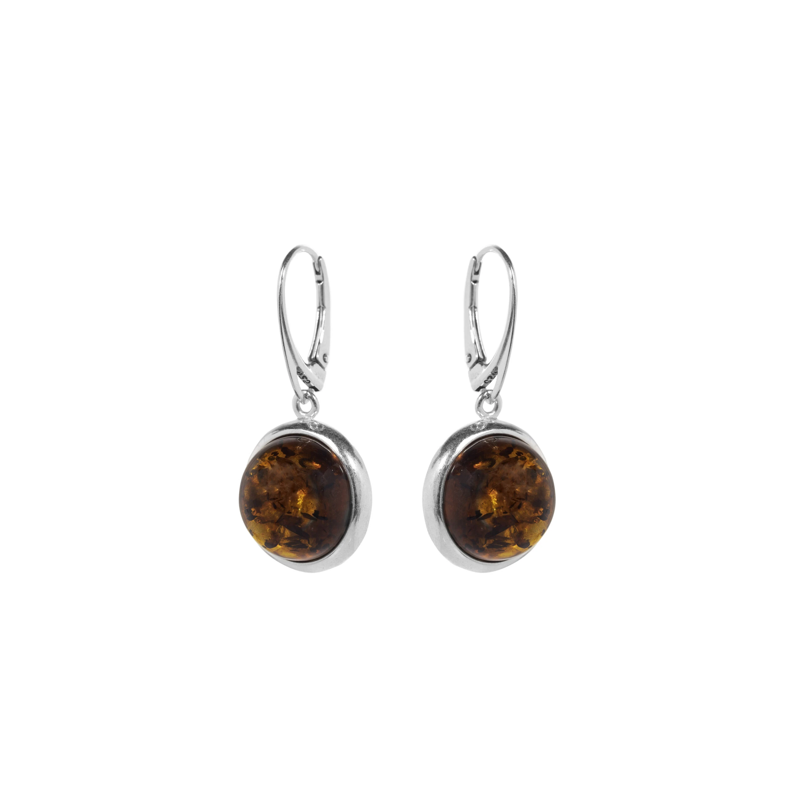 Luna earrings in silver with cognac amber
