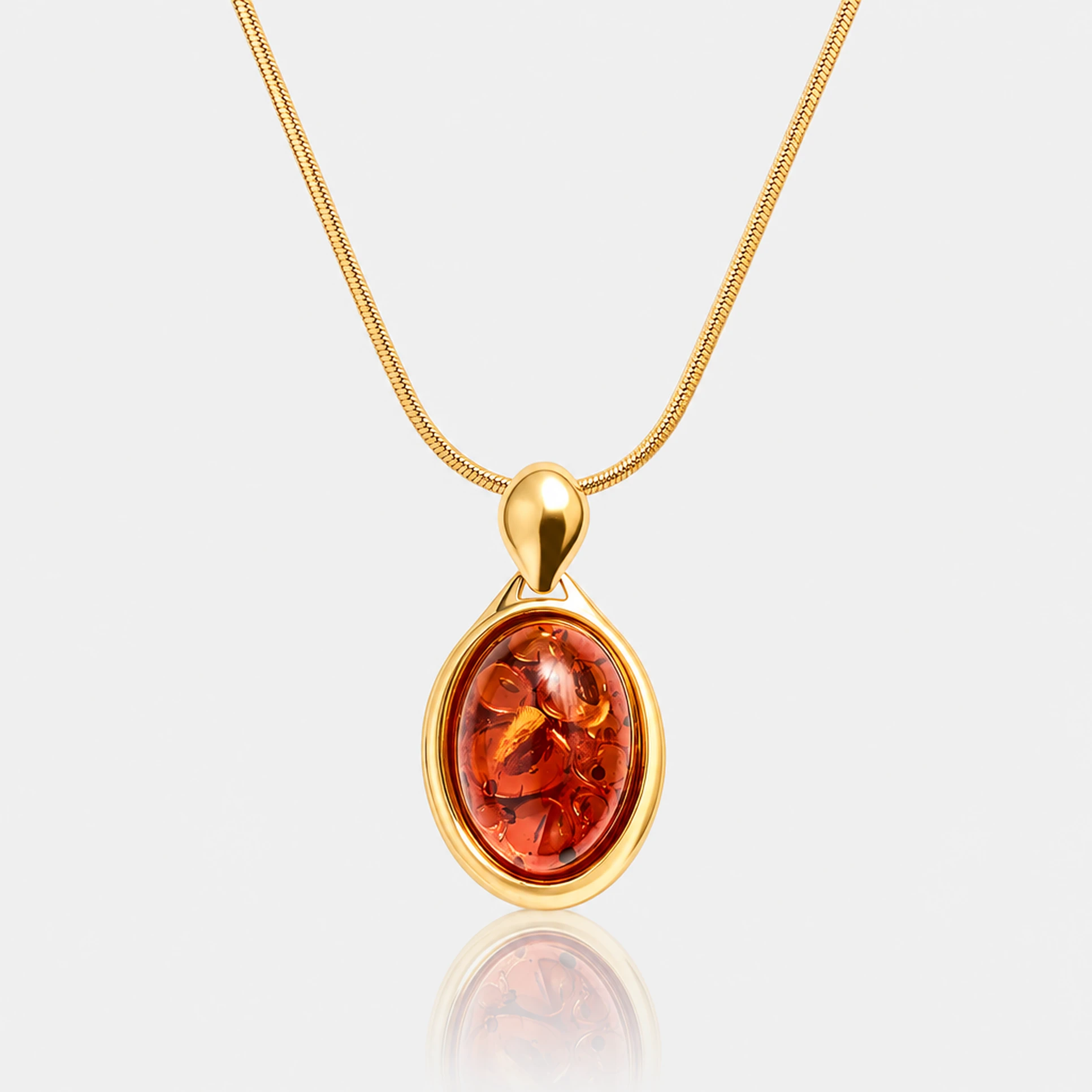 Marie necklace in gold with amber, Gold-plated, Amber, Amber necklaces
