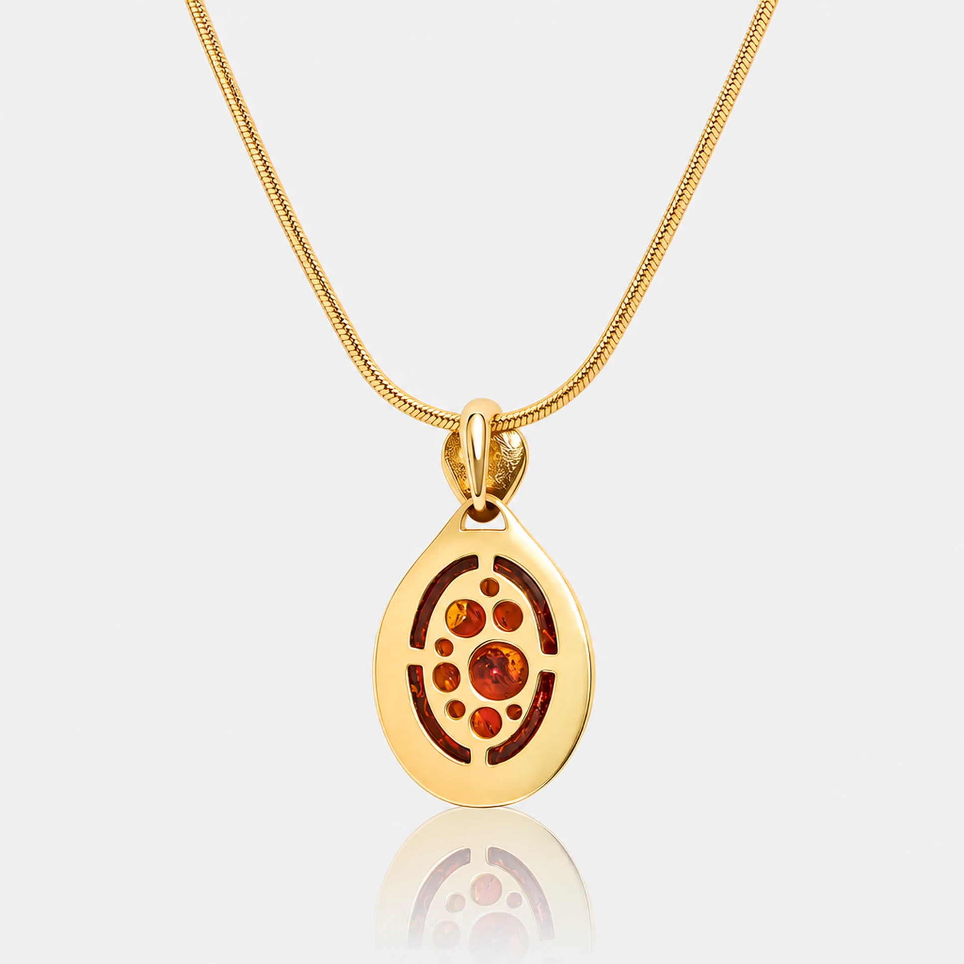 Marie necklace in gold with amber, Gold-plated, Amber, Amber necklaces