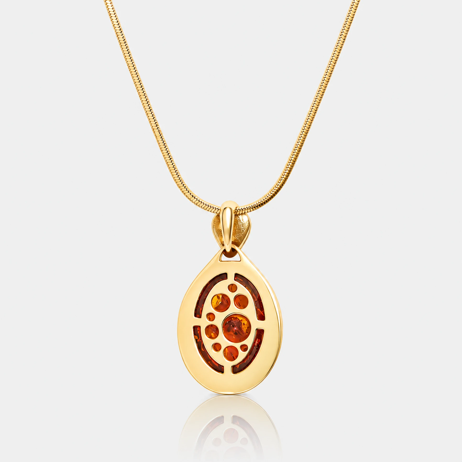 Marie necklace in gold with cherry amber, Gold-plated, Amber, Amber necklaces