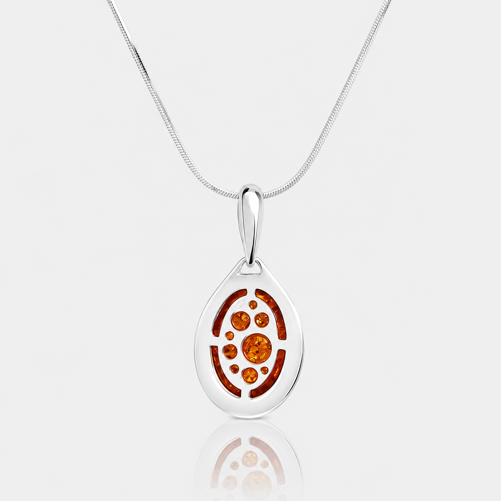 Marie necklace in silver with amber, Silver, Amber, Amber necklaces