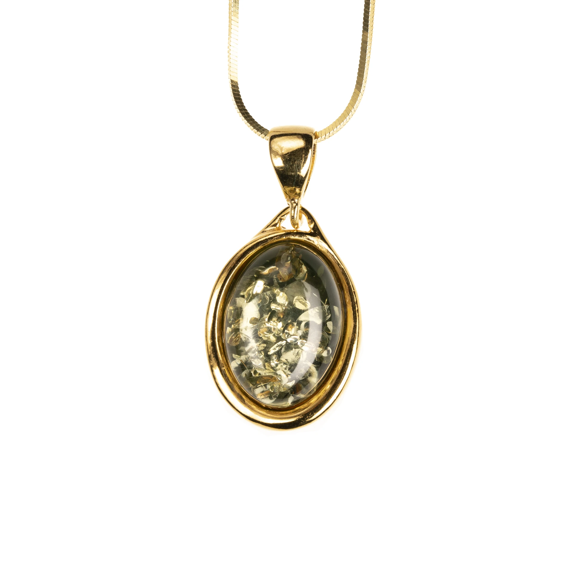 Marie necklace in gold with green amber