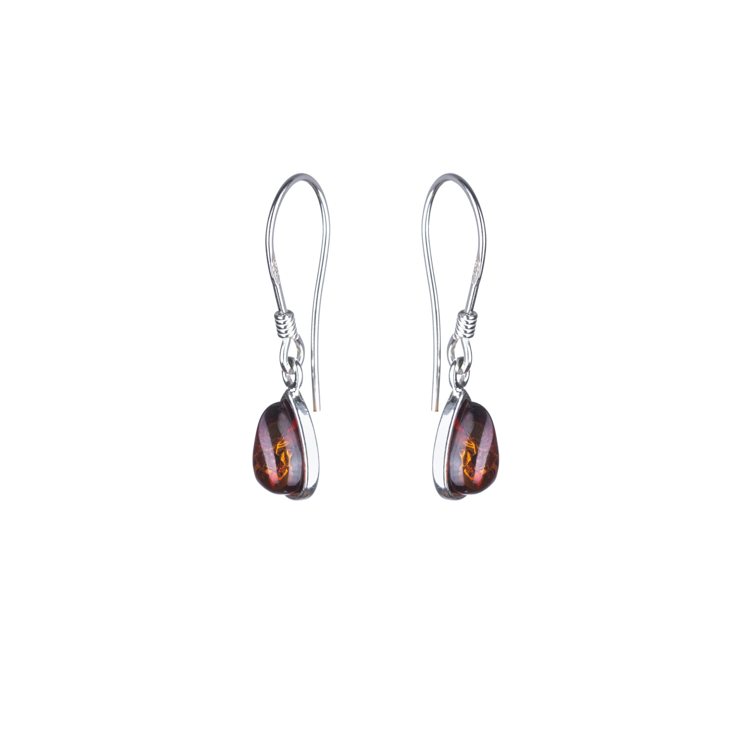 Merci silver earrings with cognac amber