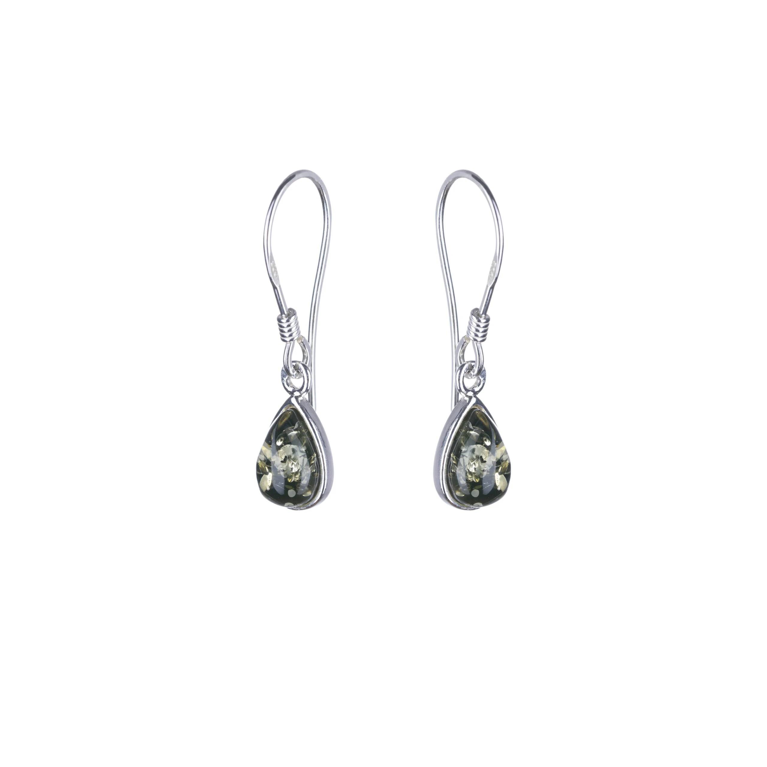 Merci silver earrings with green amber
