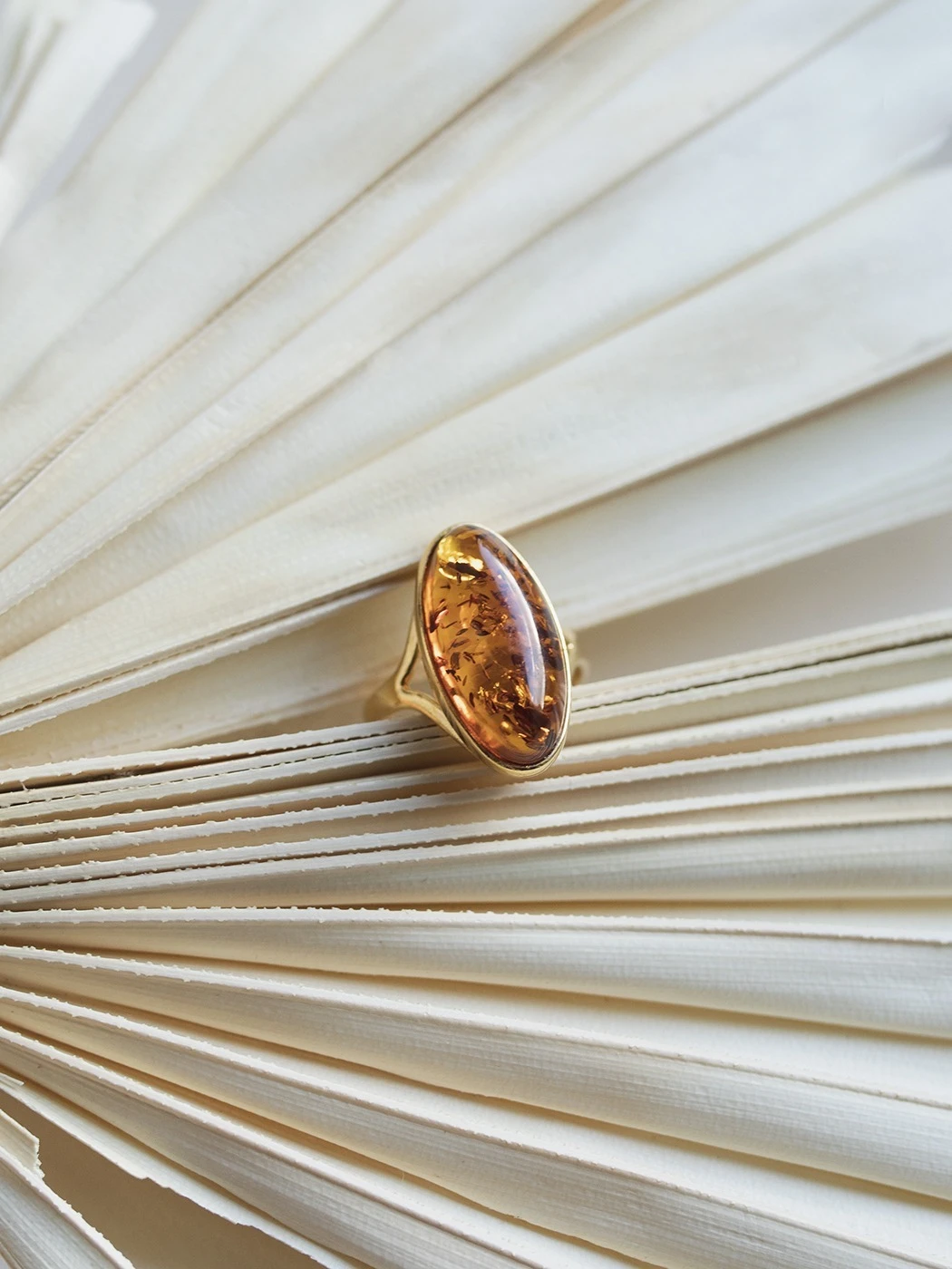 Thumbnail of Mia gold ring with cognac amber