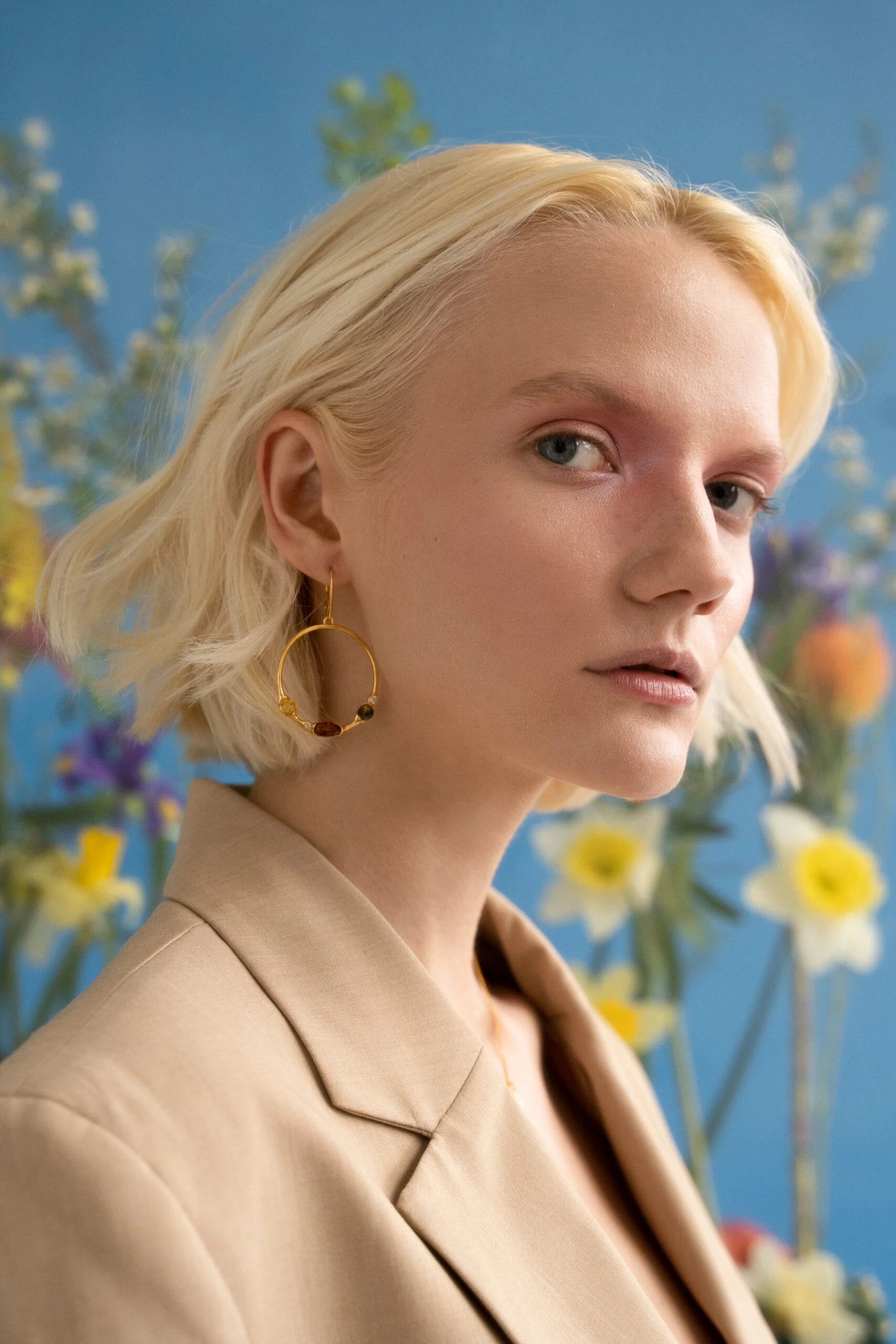 Michelle earrings with amber, Gold-plated, Amber, Amber earrings