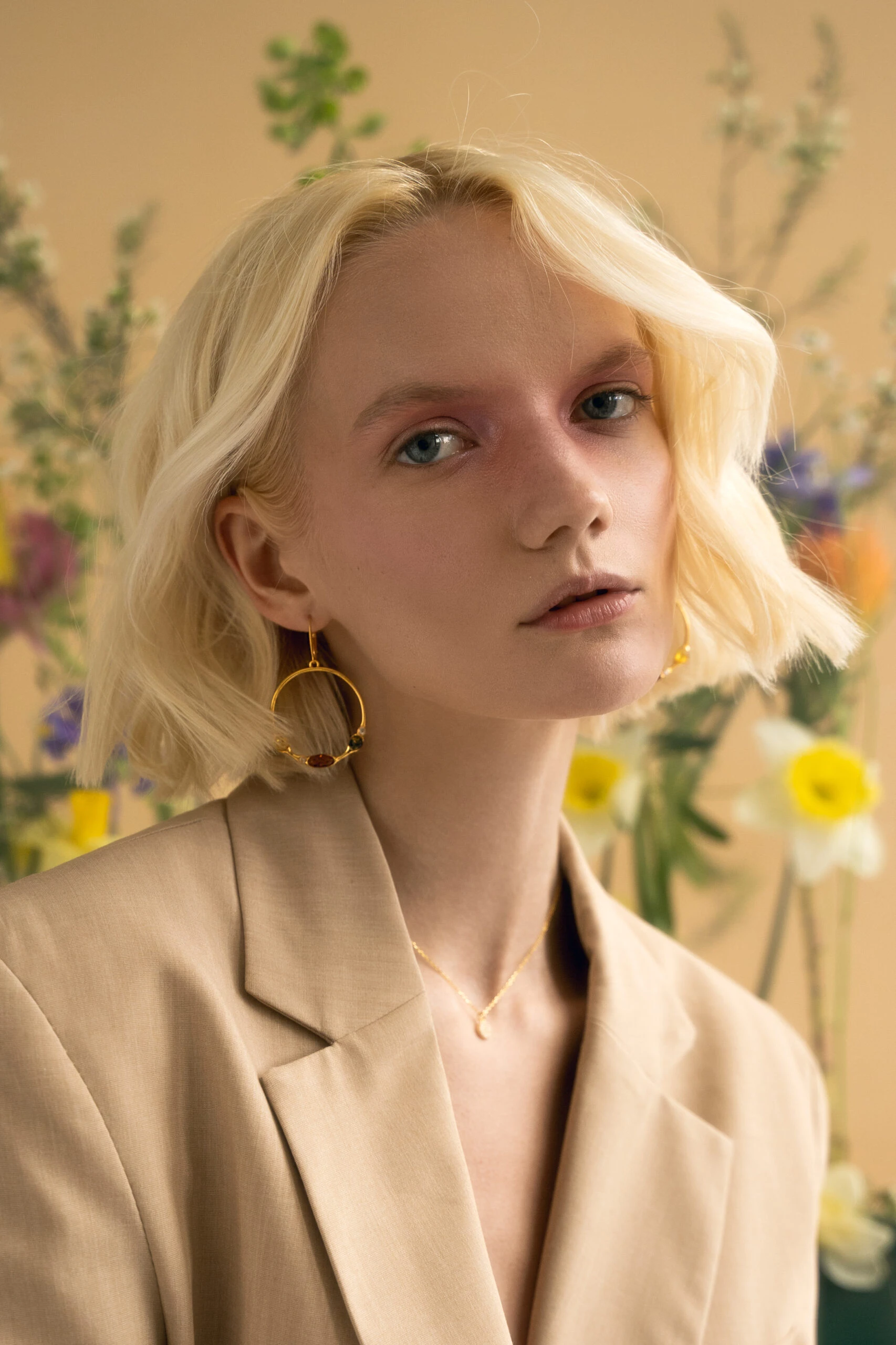 Michelle earrings with amber, Gold-plated, Amber, Amber earrings