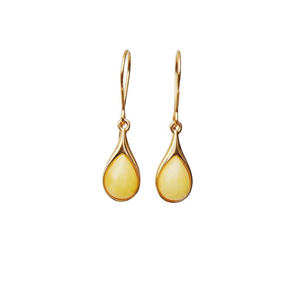 Thumbnail of Mila gold earrings with milky amber