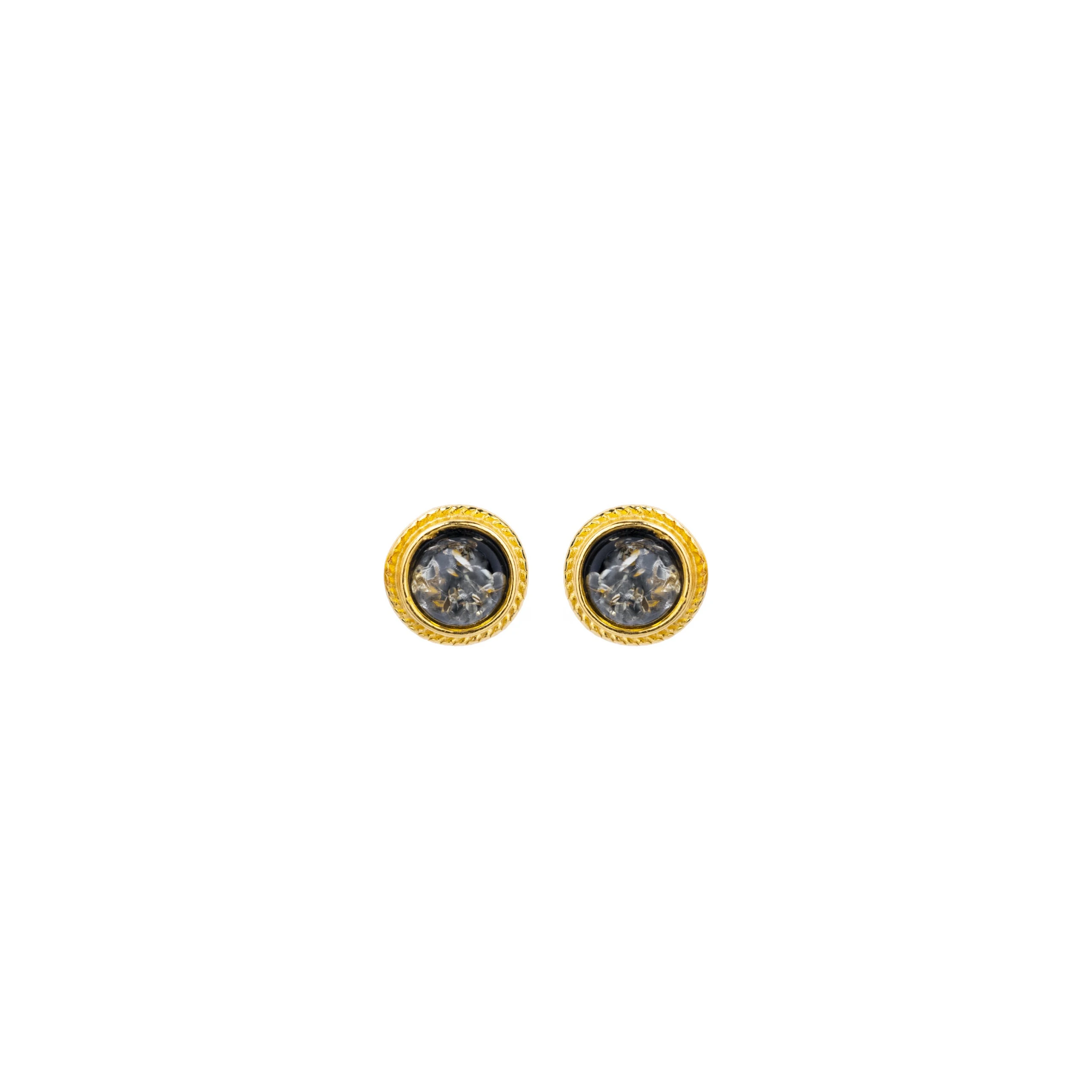 Mini studs in gold with green amber