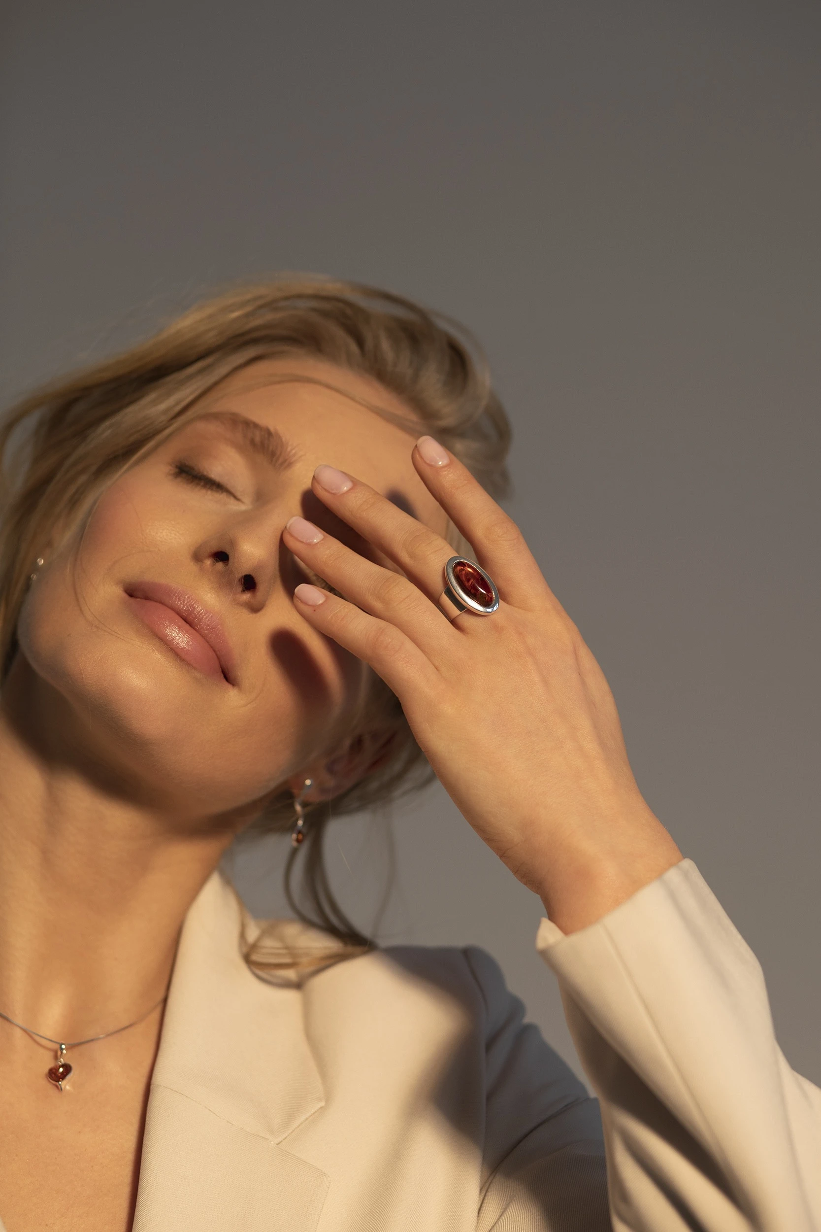 Thumbnail of Nicole ring with cognac amber