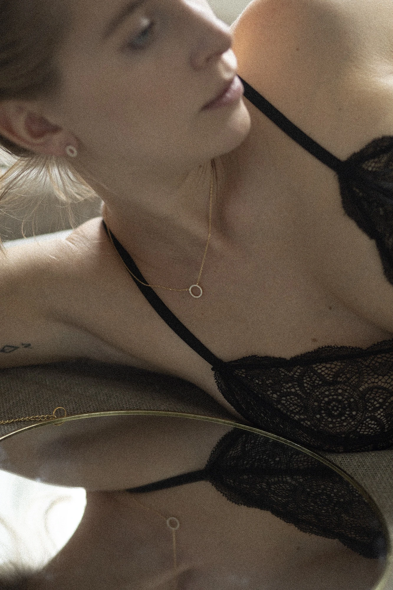 Thumbnail of Pave circle gold necklace