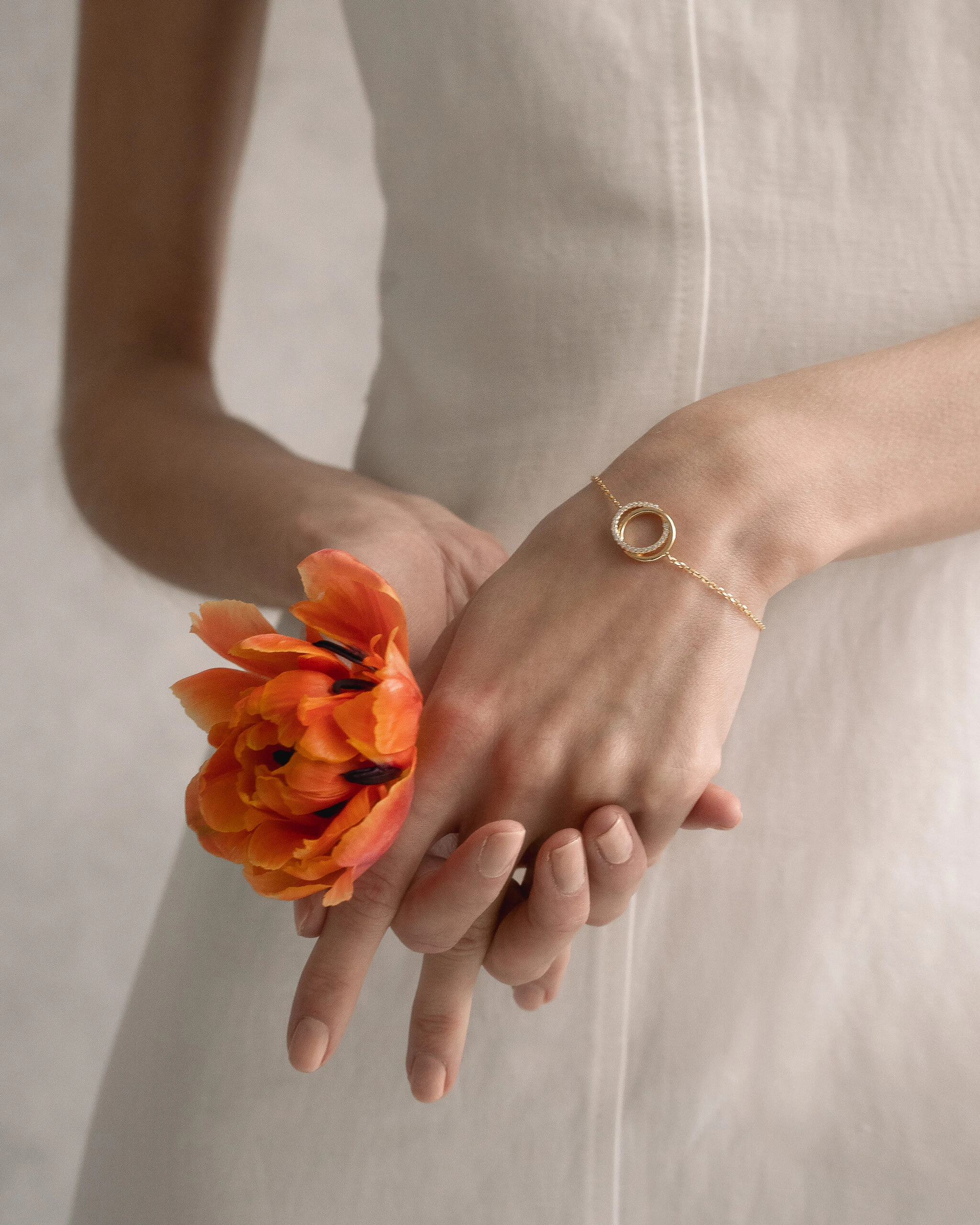 Pave duo cirkel guldarmband