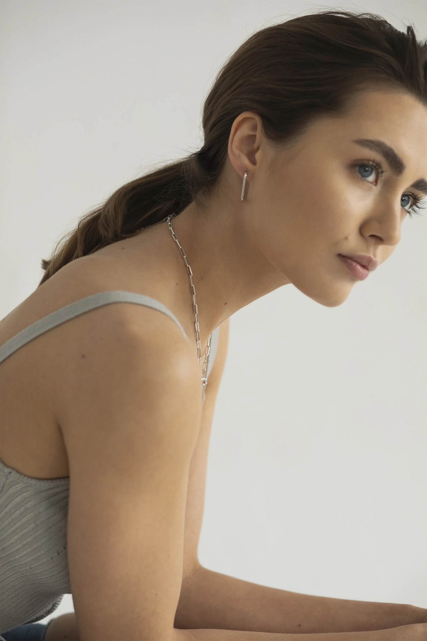 Thumbnail of Rectangular silver hoop earrings