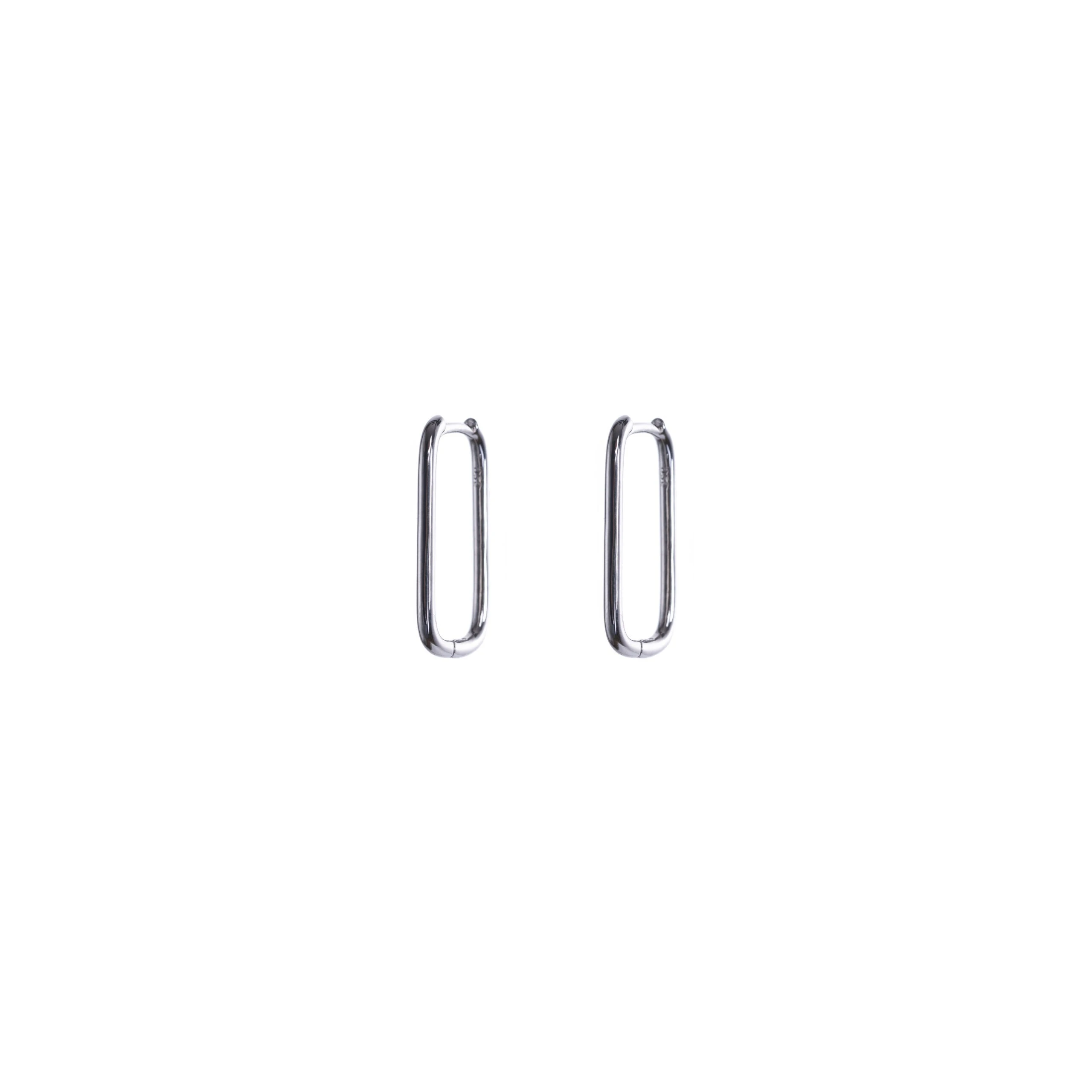 Thumbnail of Rectangular silver hoop earrings