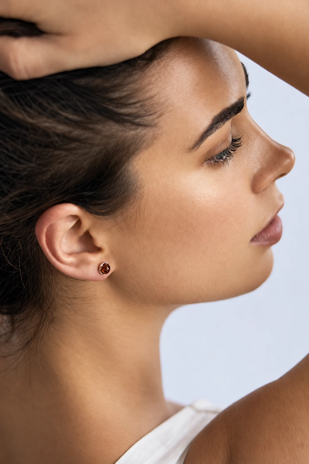 Cognac ambra stud øreringe