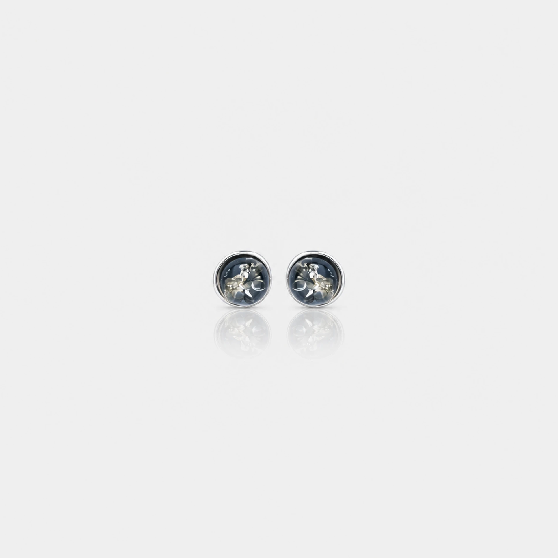 Silver stud earrings with green amber, Silver, Amber, Amber earrings