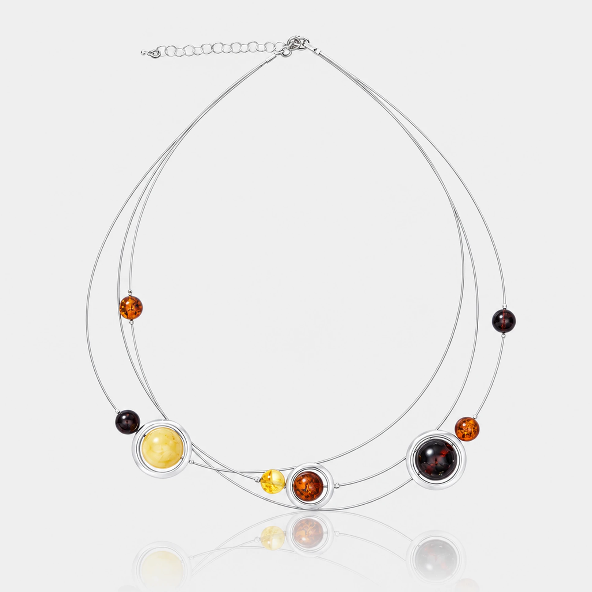 Cosmic necklace, Silver, Amber, Amber necklaces