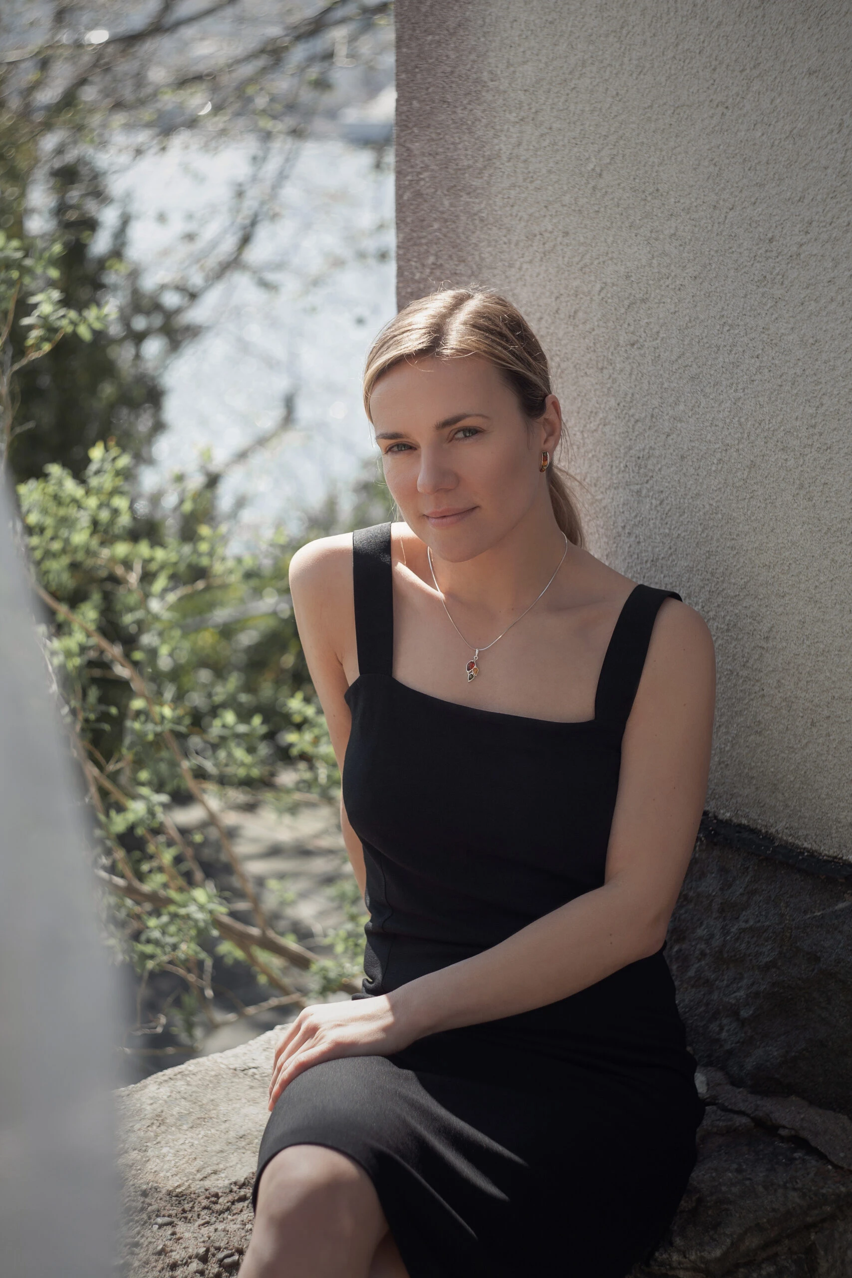 Thumbnail of Silver necklace with mixed Baltic amber