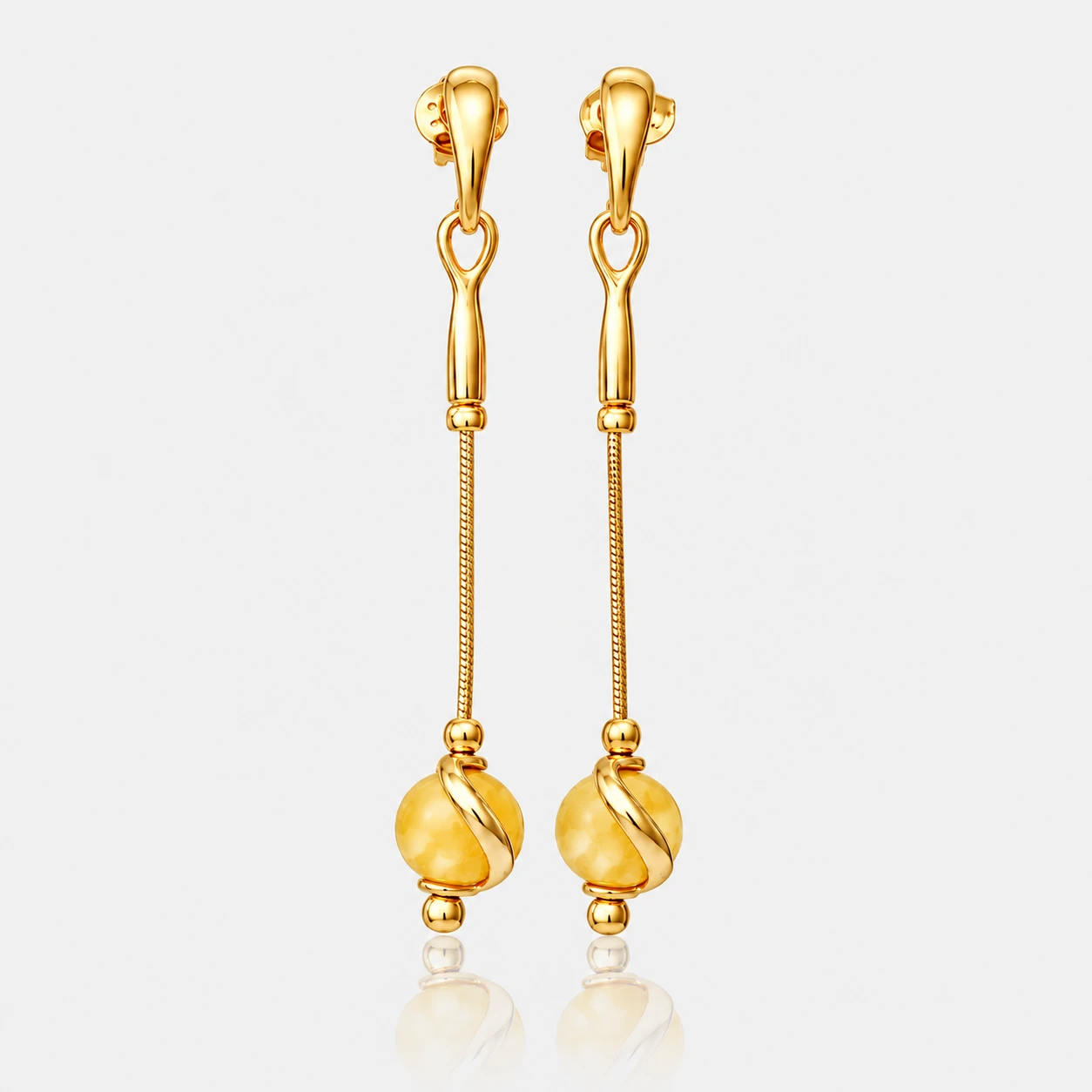 Sophia gold earrings with milky amber