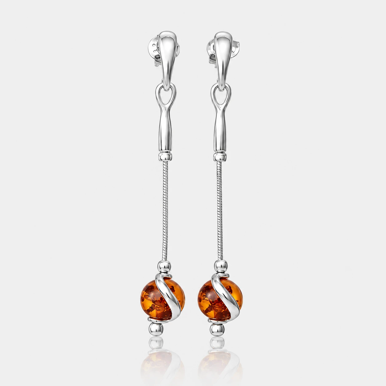 Sophia silver earrings with amber