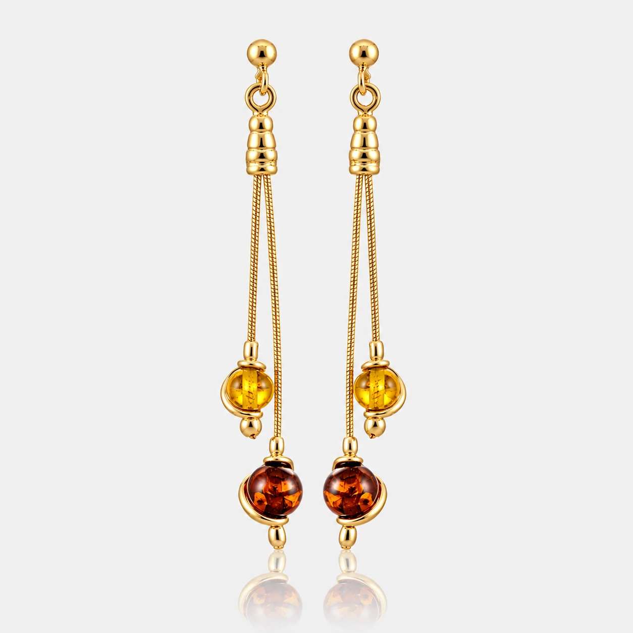 Sophia gold earrings with amber