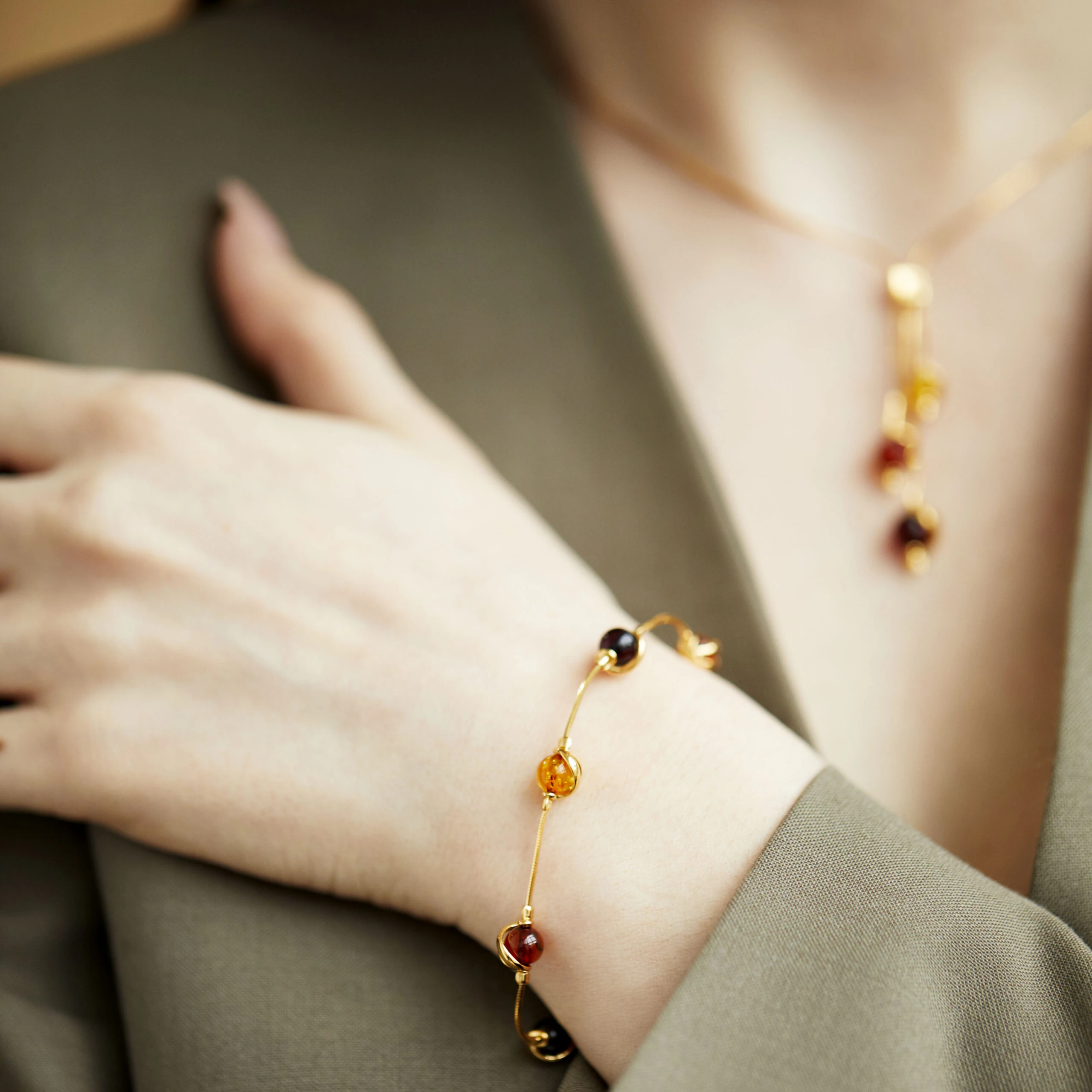 Thumbnail of Sophia gold bracelet with amber