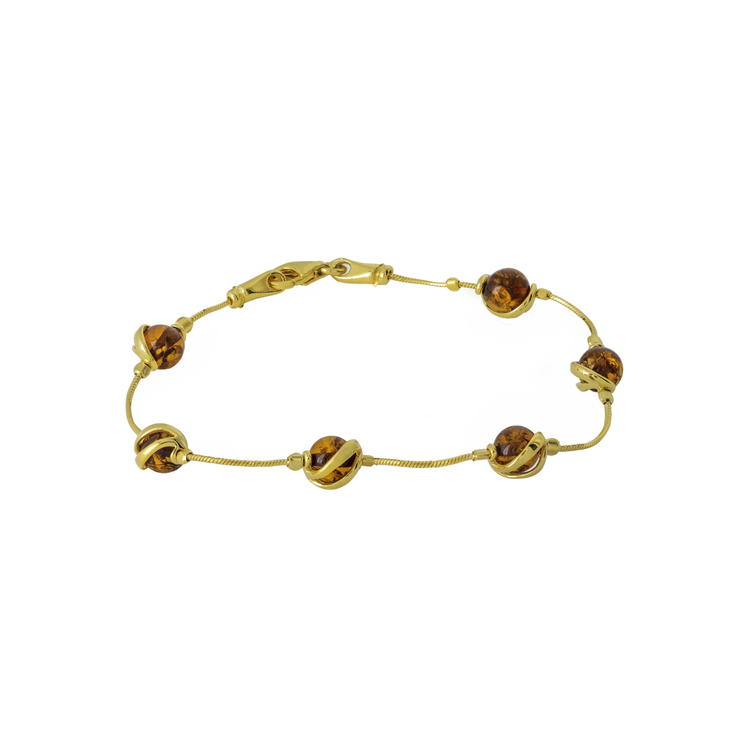 Thumbnail of Sophia gold bracelet with cognac amber
