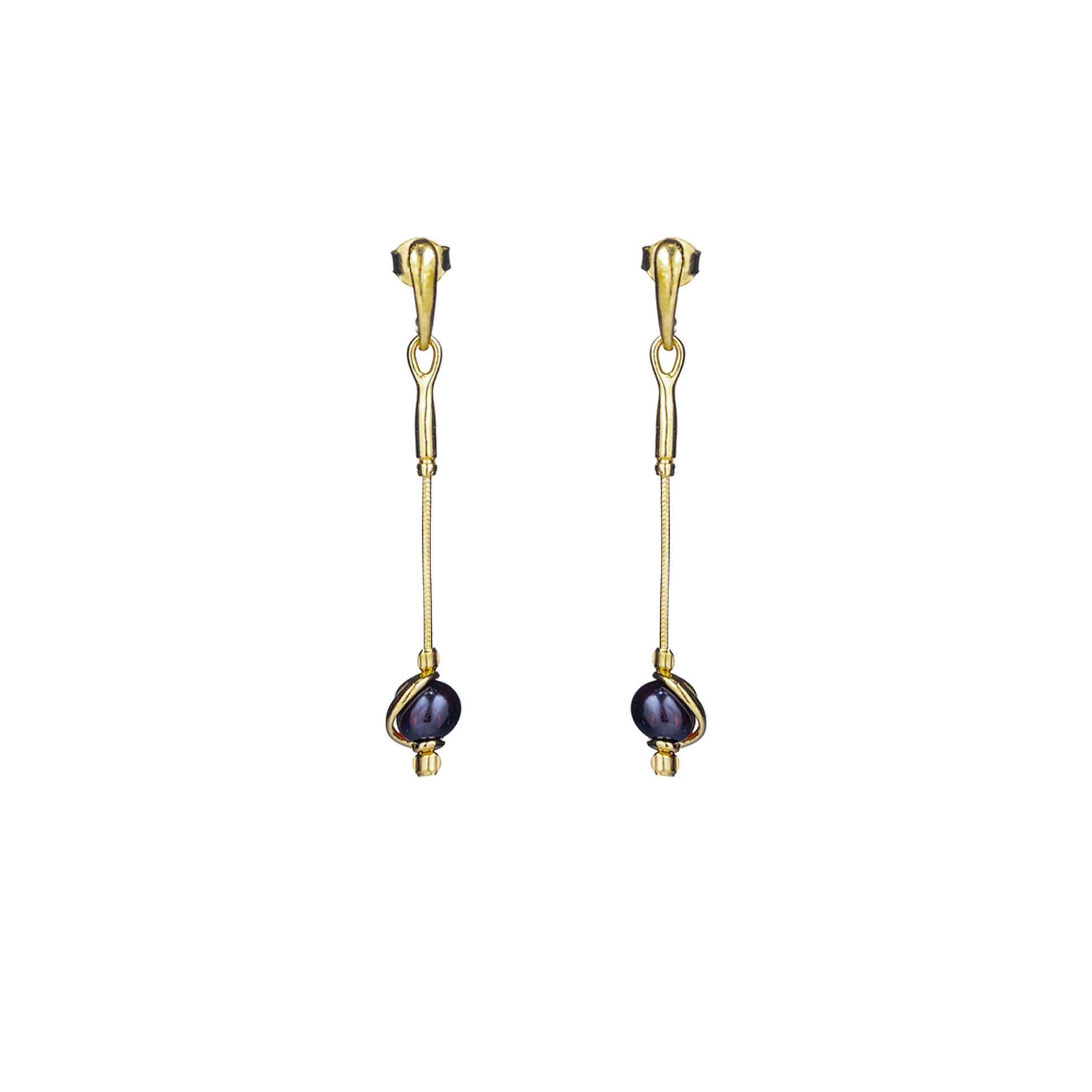 Sophia gold earrings with cherry amber