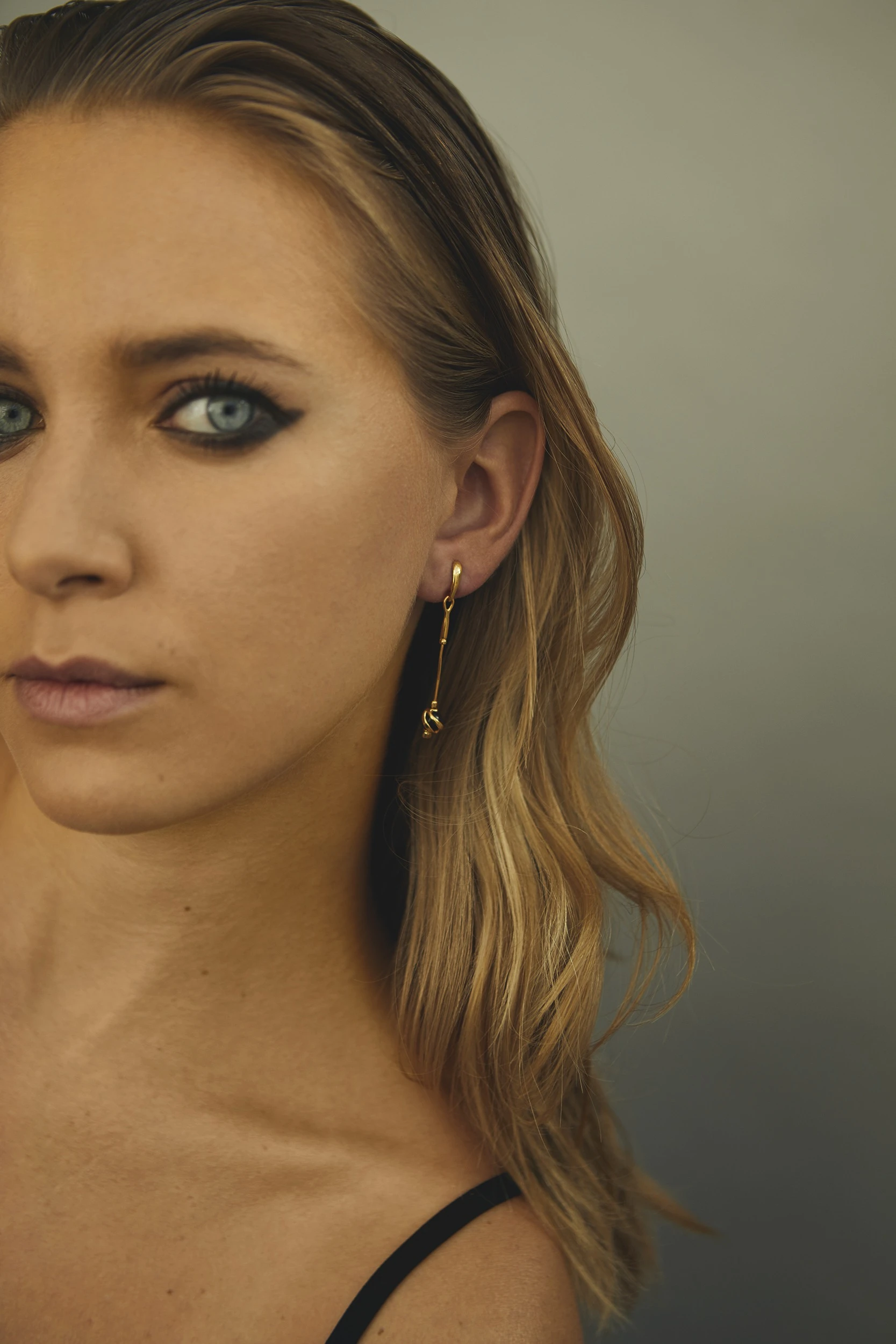 Thumbnail of Sophia gold earrings with cherry amber