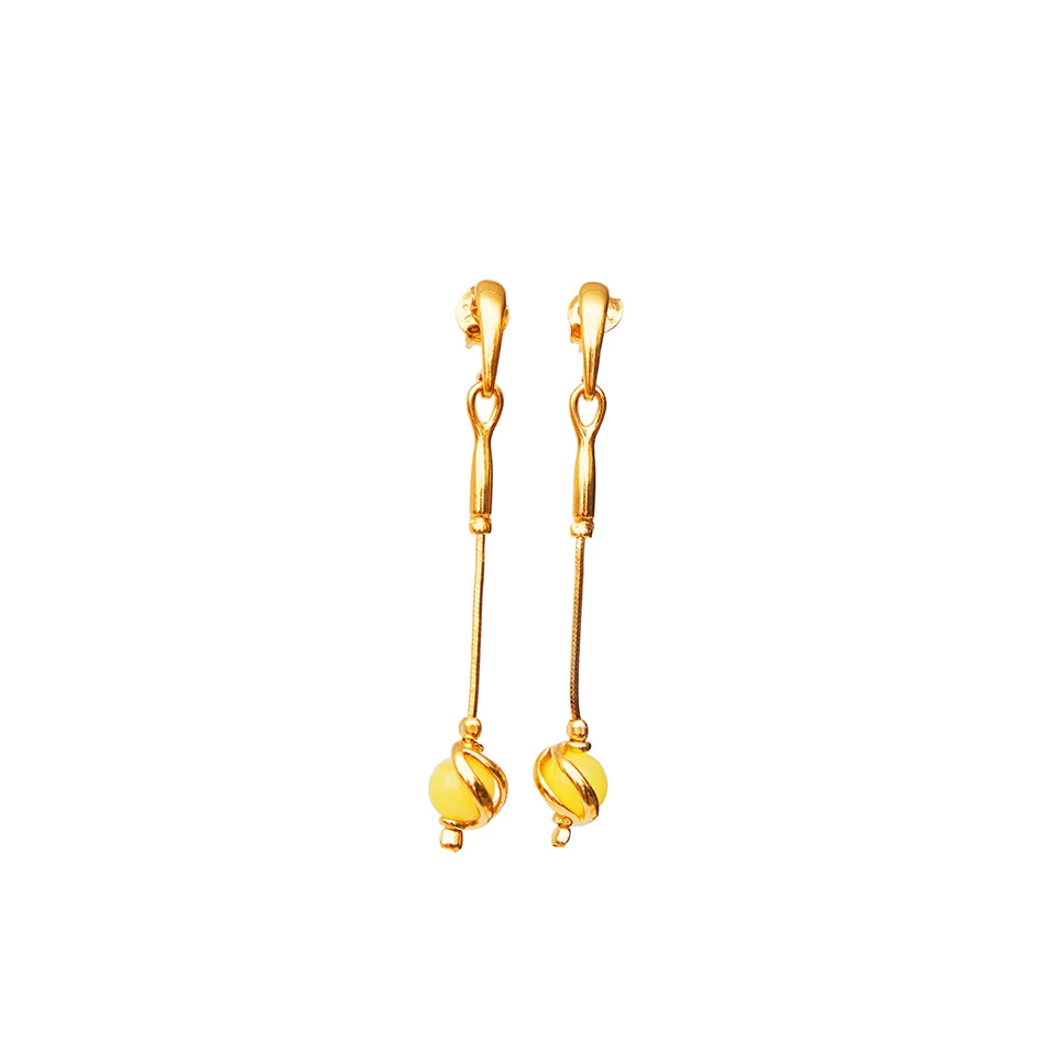 Thumbnail of Sophia gold earrings with milky amber