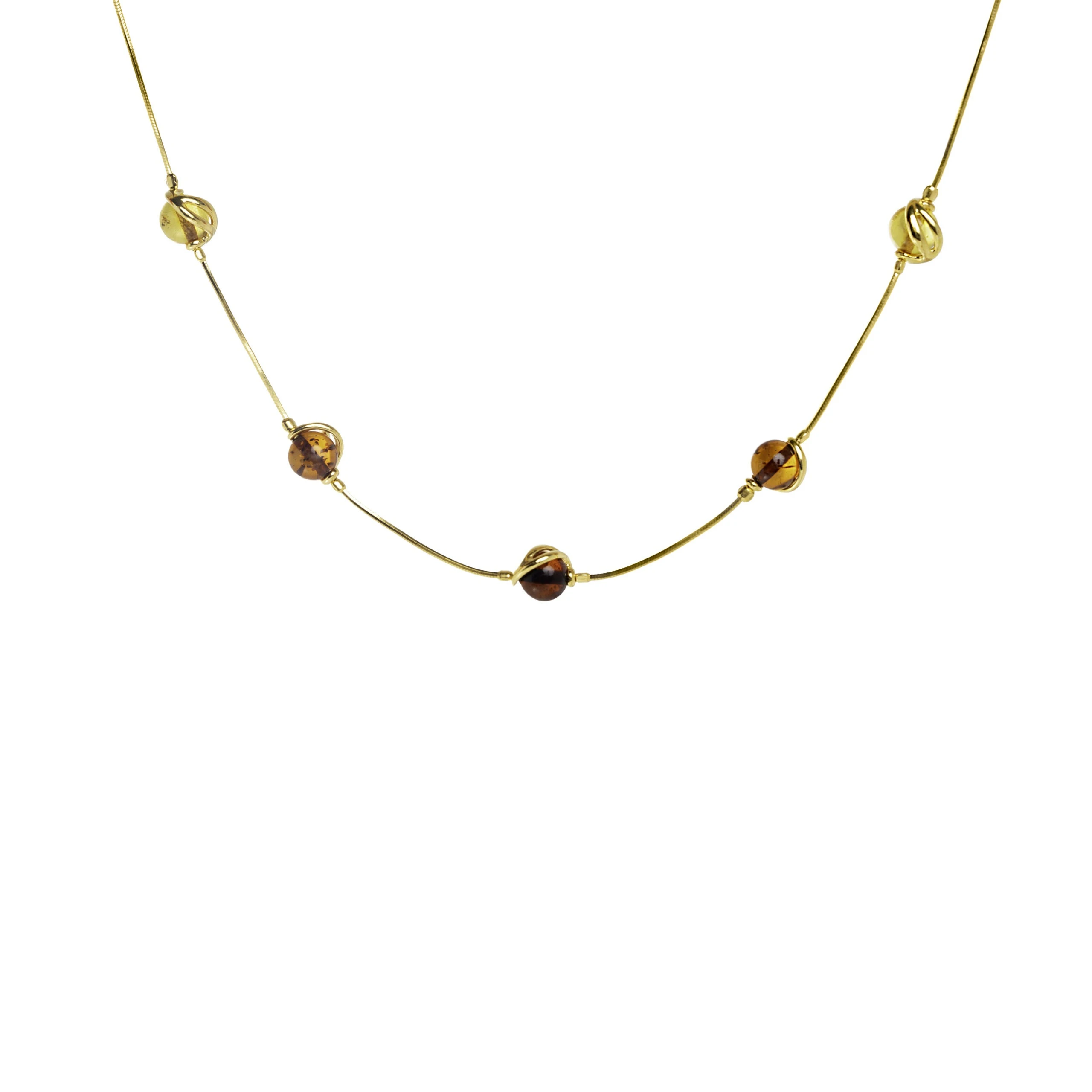 Miniatyrbild av Sophia guldhalsband med bärnsten