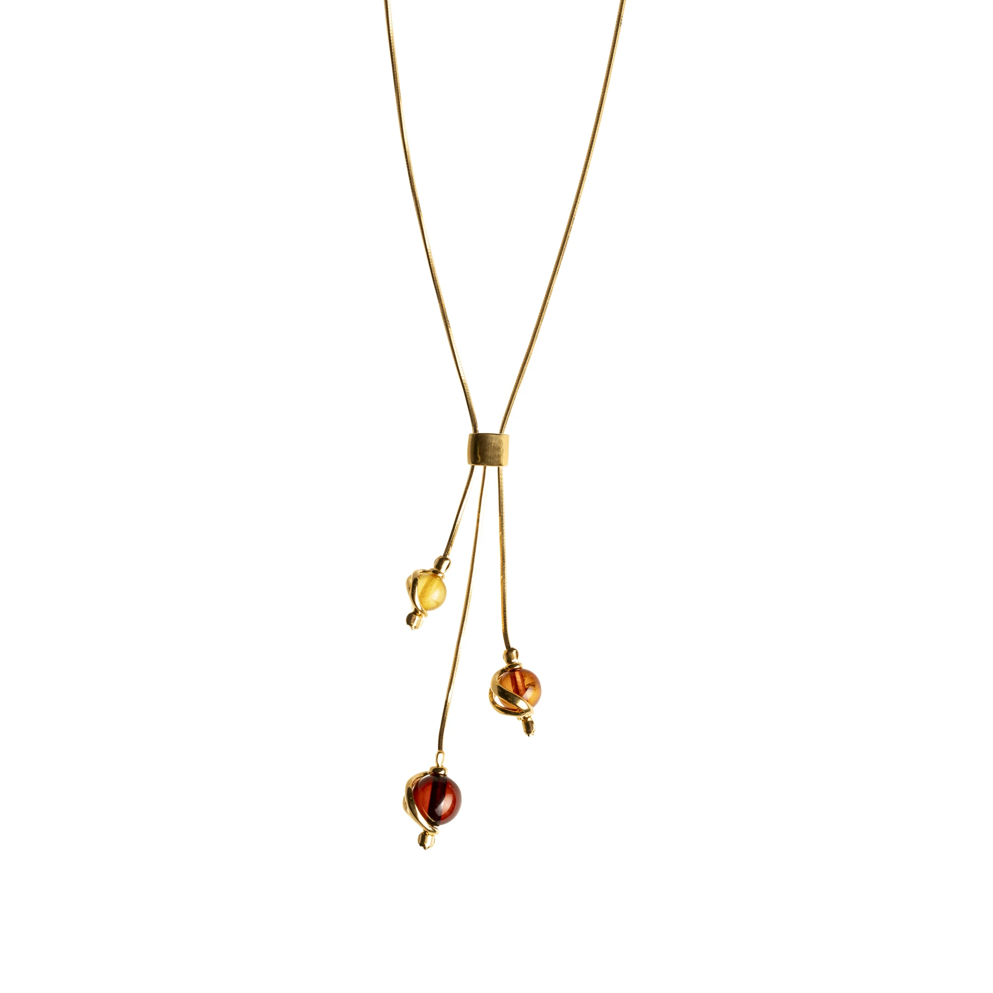 Thumbnail of Sophia gold necklace with amber